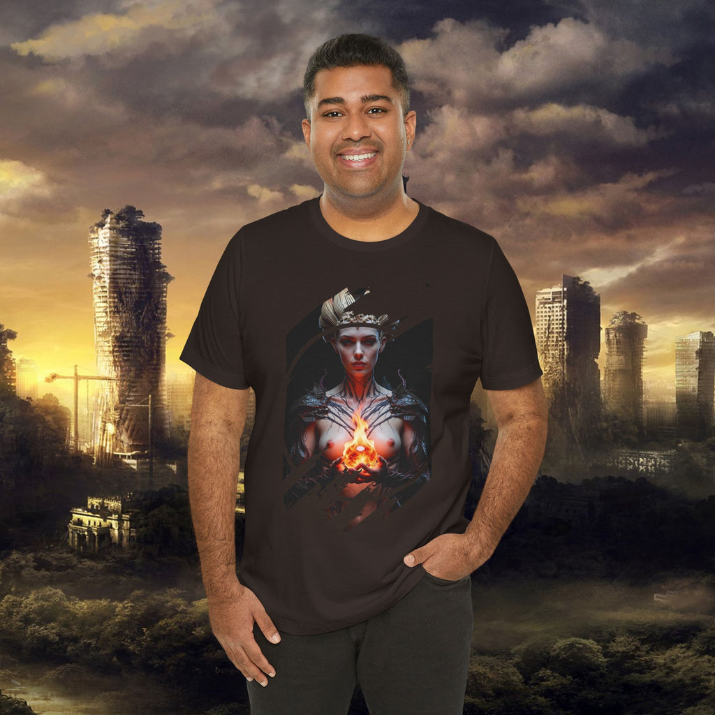 Dark Sorceress T‑Shirt — Fantasy Magic Witch Tee with Fiery Heart - Alexia Ashford