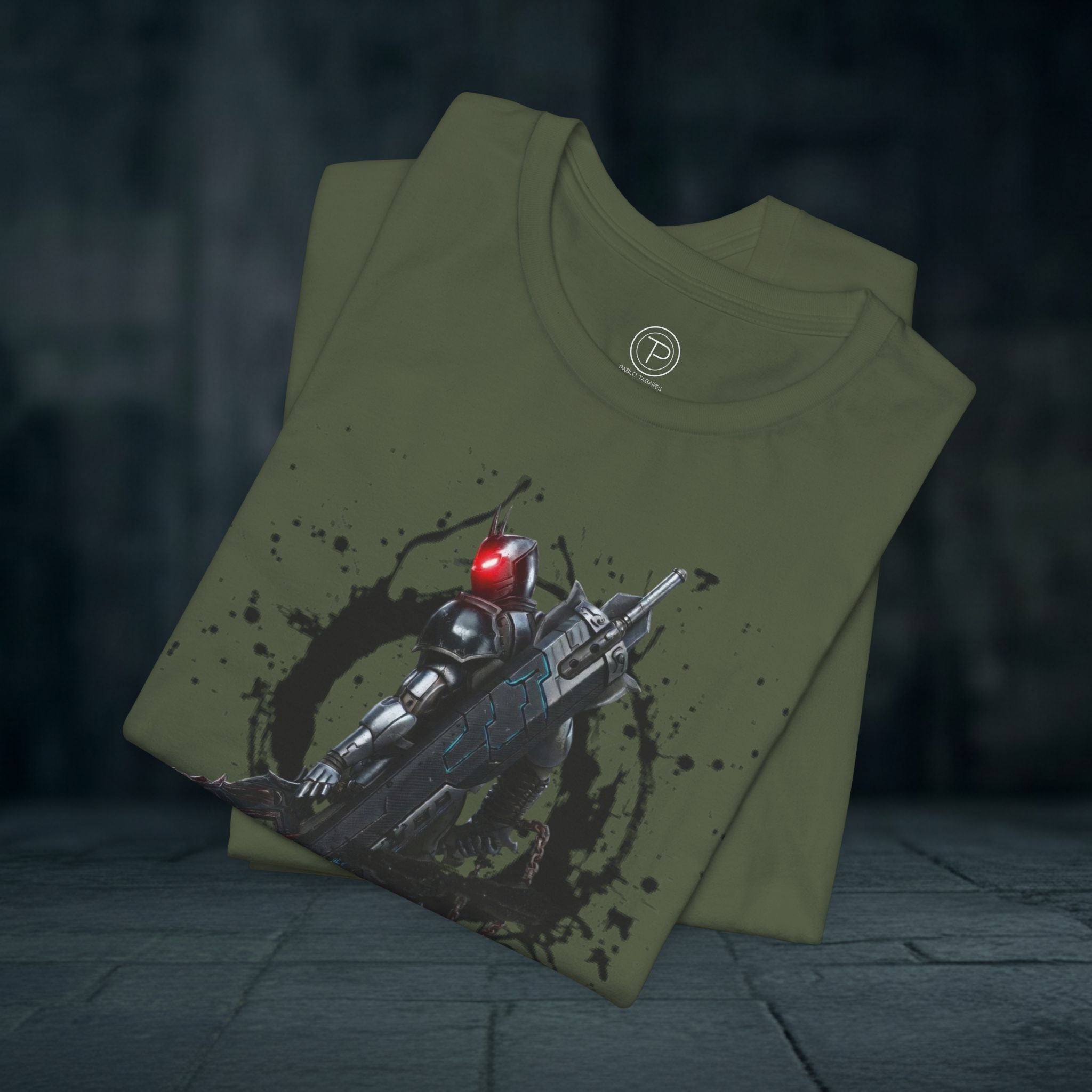 Splatter Noir Rifle Tee — Graphic Military Weapon Shirt