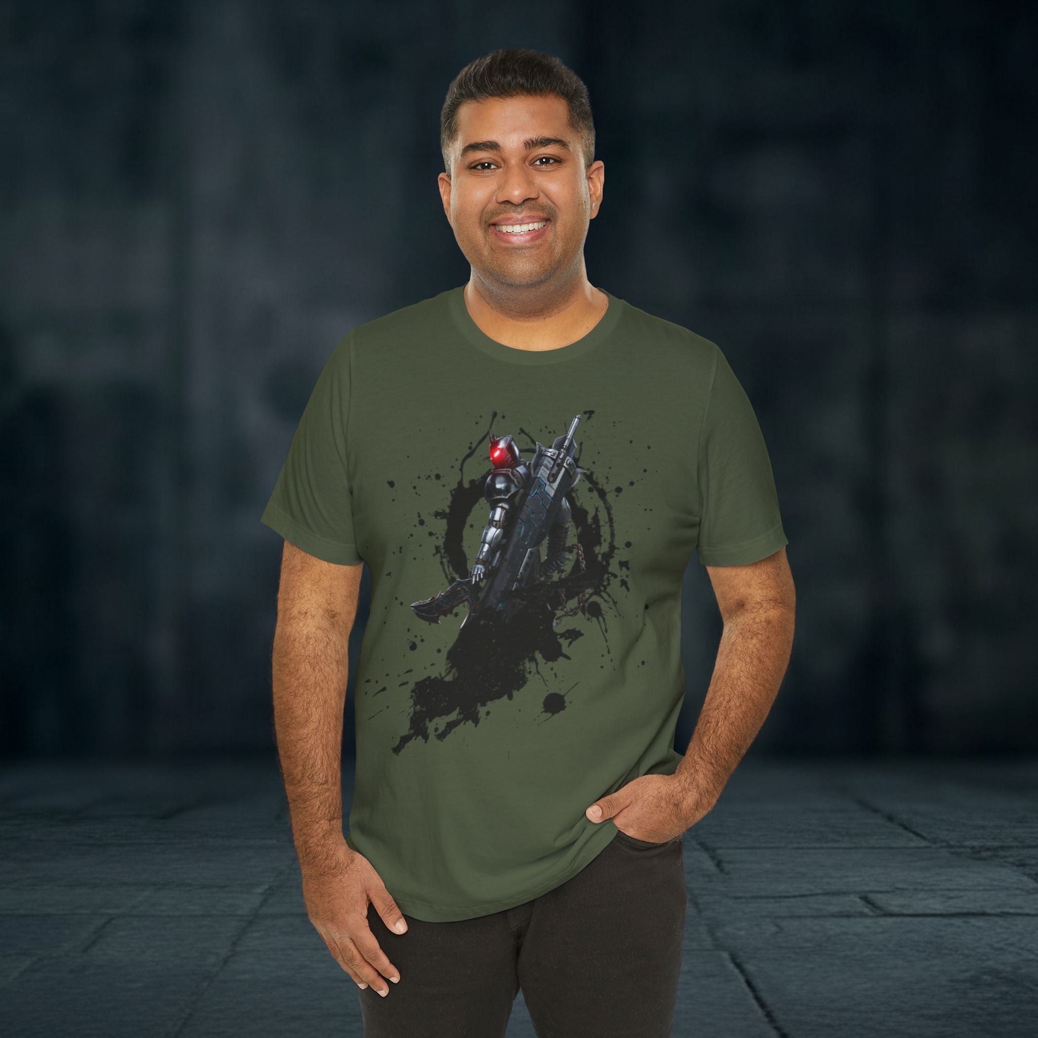 Splatter Noir Rifle Tee — Graphic Military Weapon Shirt