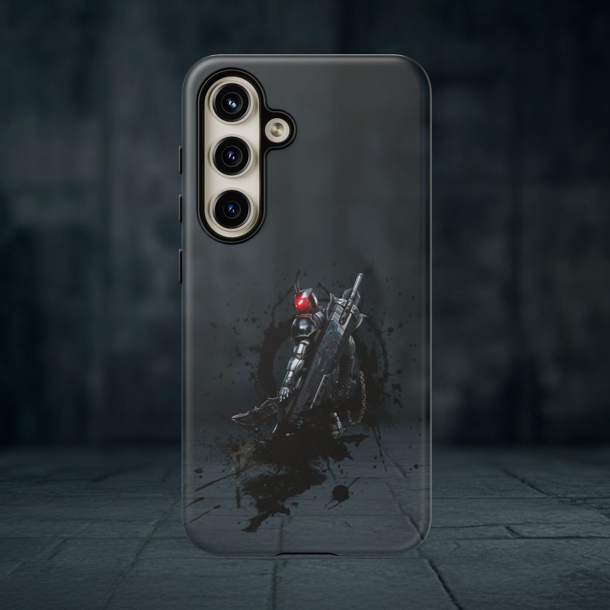 Tough Cases: Dark Cyber Soldier Phone Case — Rugged Sci‑Fi Armor Design