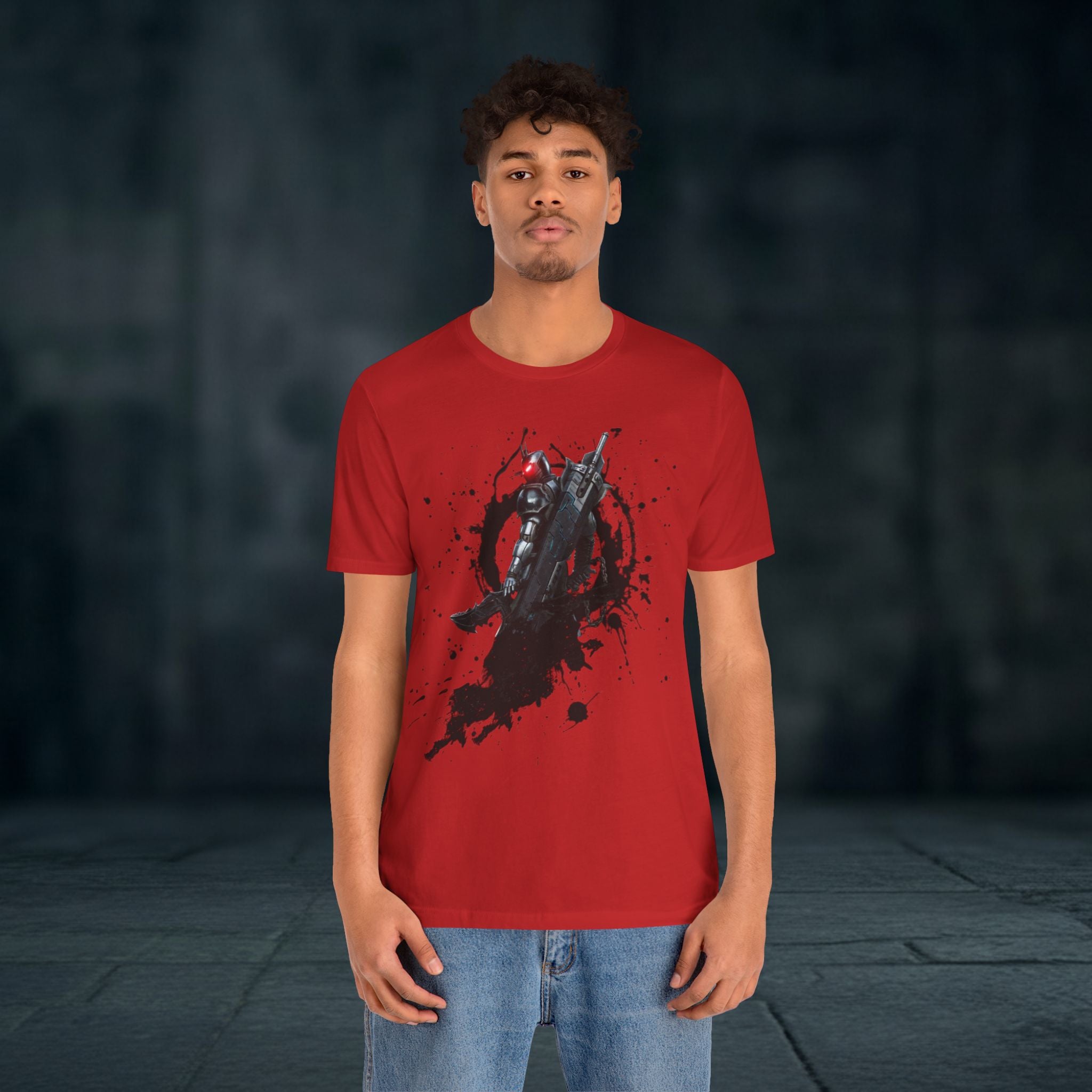 Splatter Noir Rifle Tee — Graphic Military Weapon Shirt