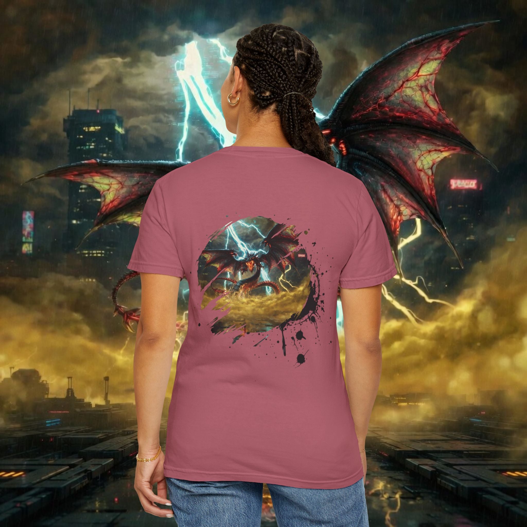 God of the Heavens T-Shirt — Mythic Storm Graphic Tee - slifer the sky dragon