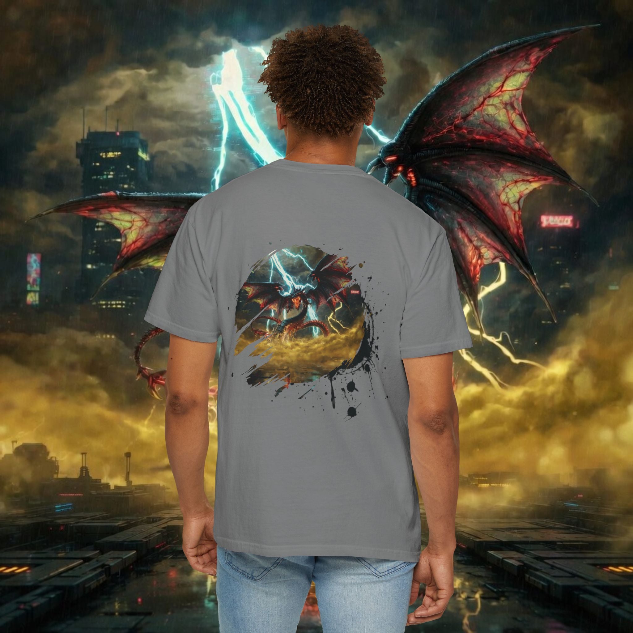 God of the Heavens T-Shirt — Mythic Storm Graphic Tee - slifer the sky dragon