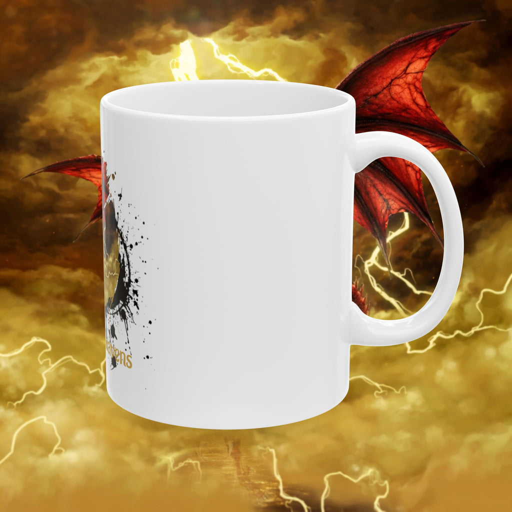God of the Heavens Dragon Mug — Fantasy Lightning Ceramic Coffee Cup (11oz/15oz) - slifer the sky dragon