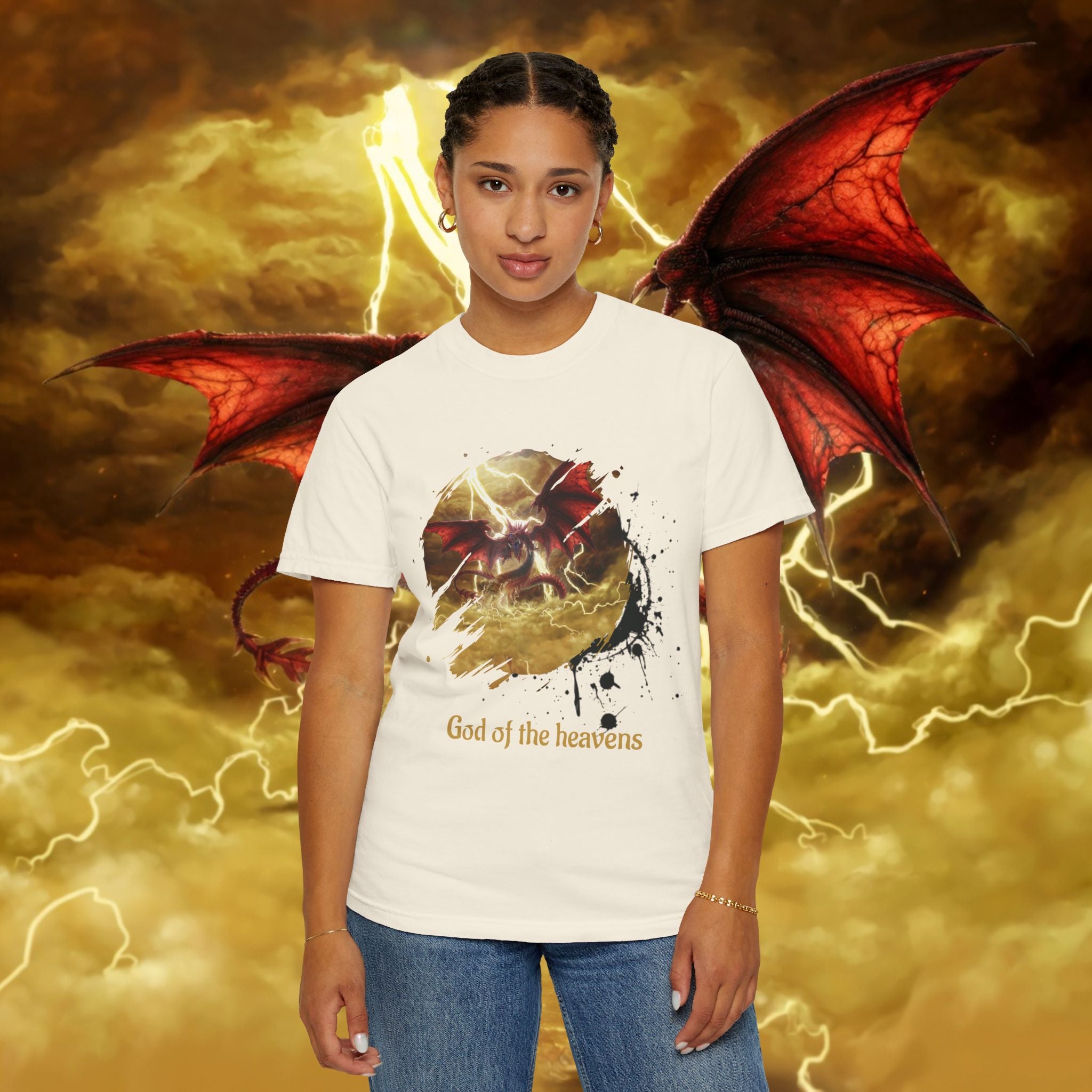 God of the Heavens T-Shirt — Mythic Storm Graphic Tee - slifer the sky dragon