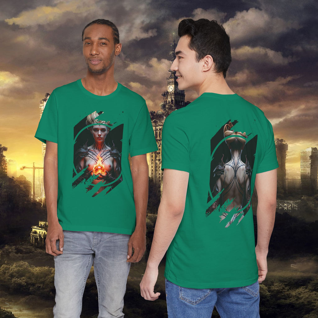 Dark Sorceress T‑Shirt — Fantasy Magic Witch Tee with Fiery Heart - Alexia Ashford