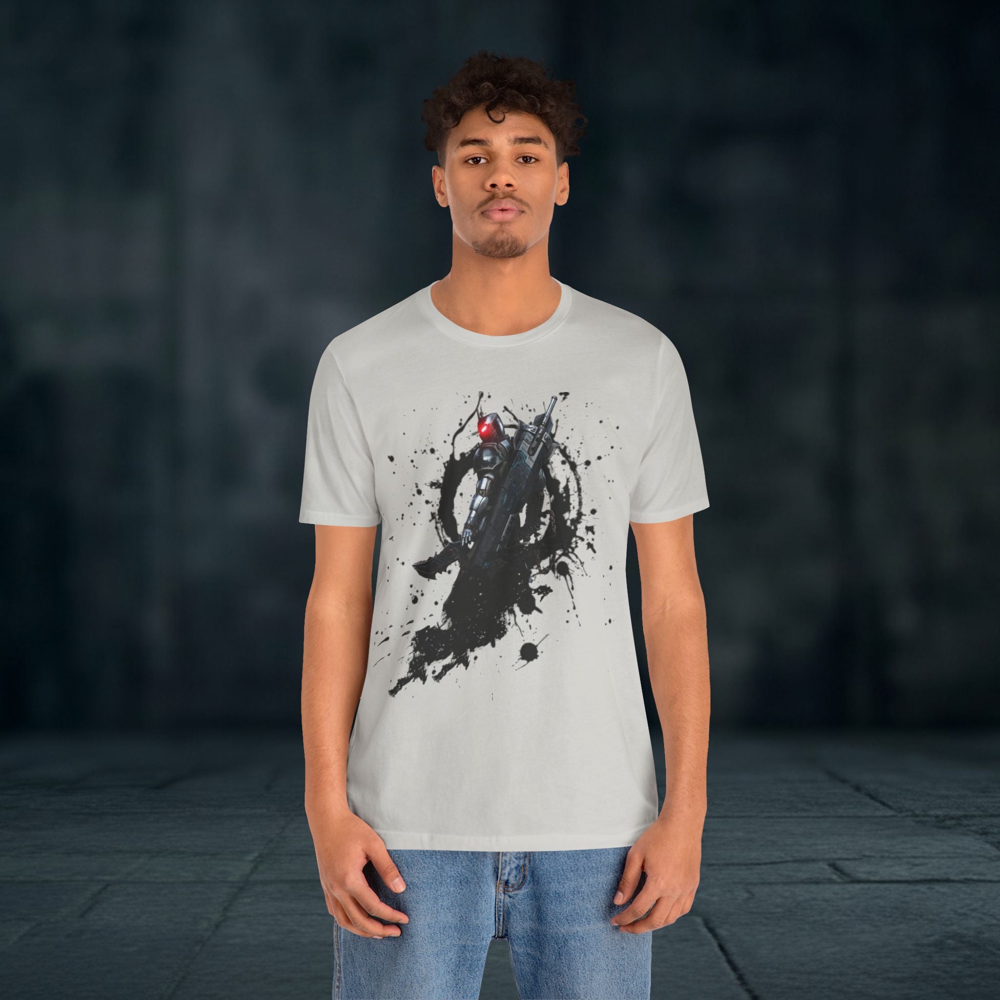 Splatter Noir Rifle Tee — Graphic Military Weapon Shirt