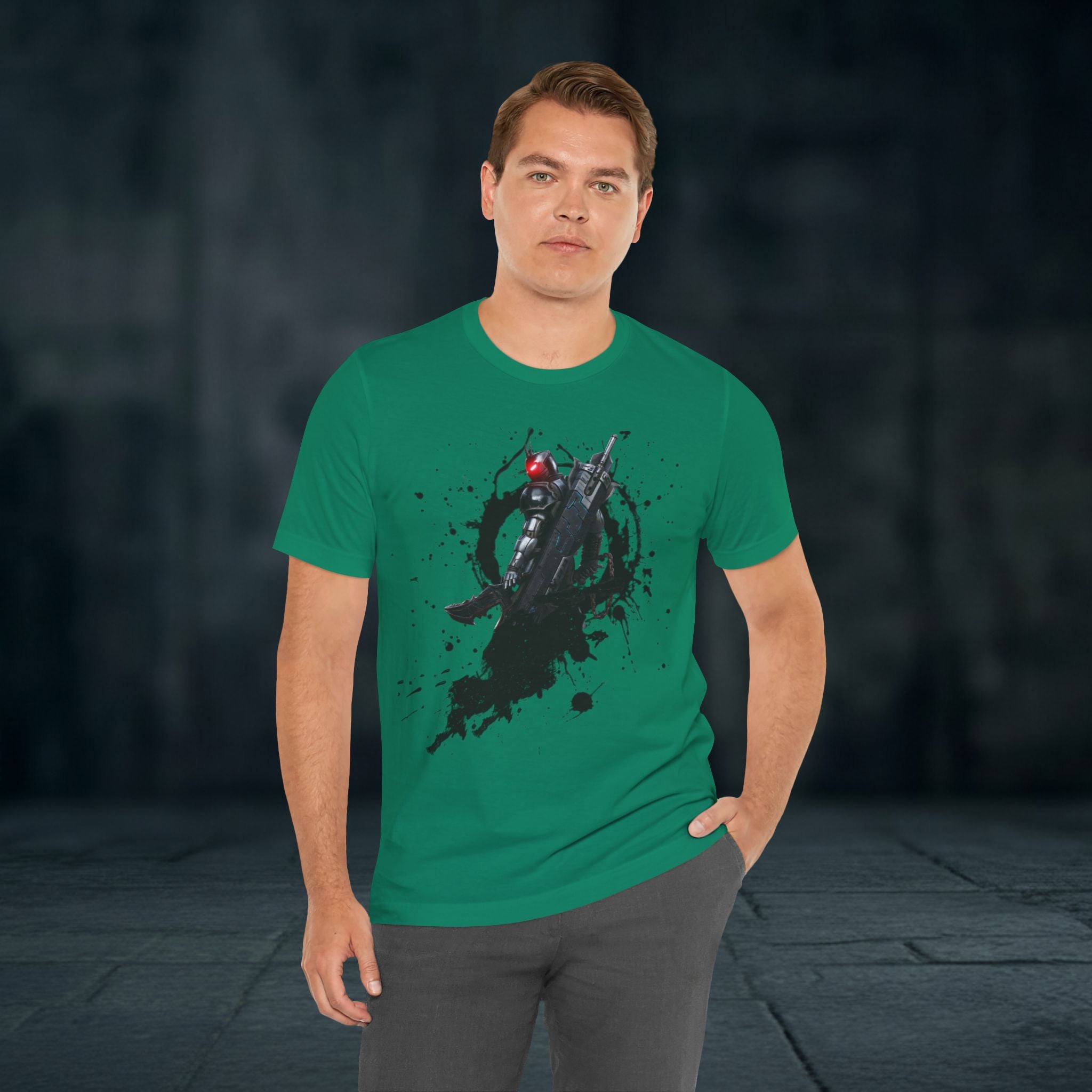 Splatter Noir Rifle Tee — Graphic Military Weapon Shirt
