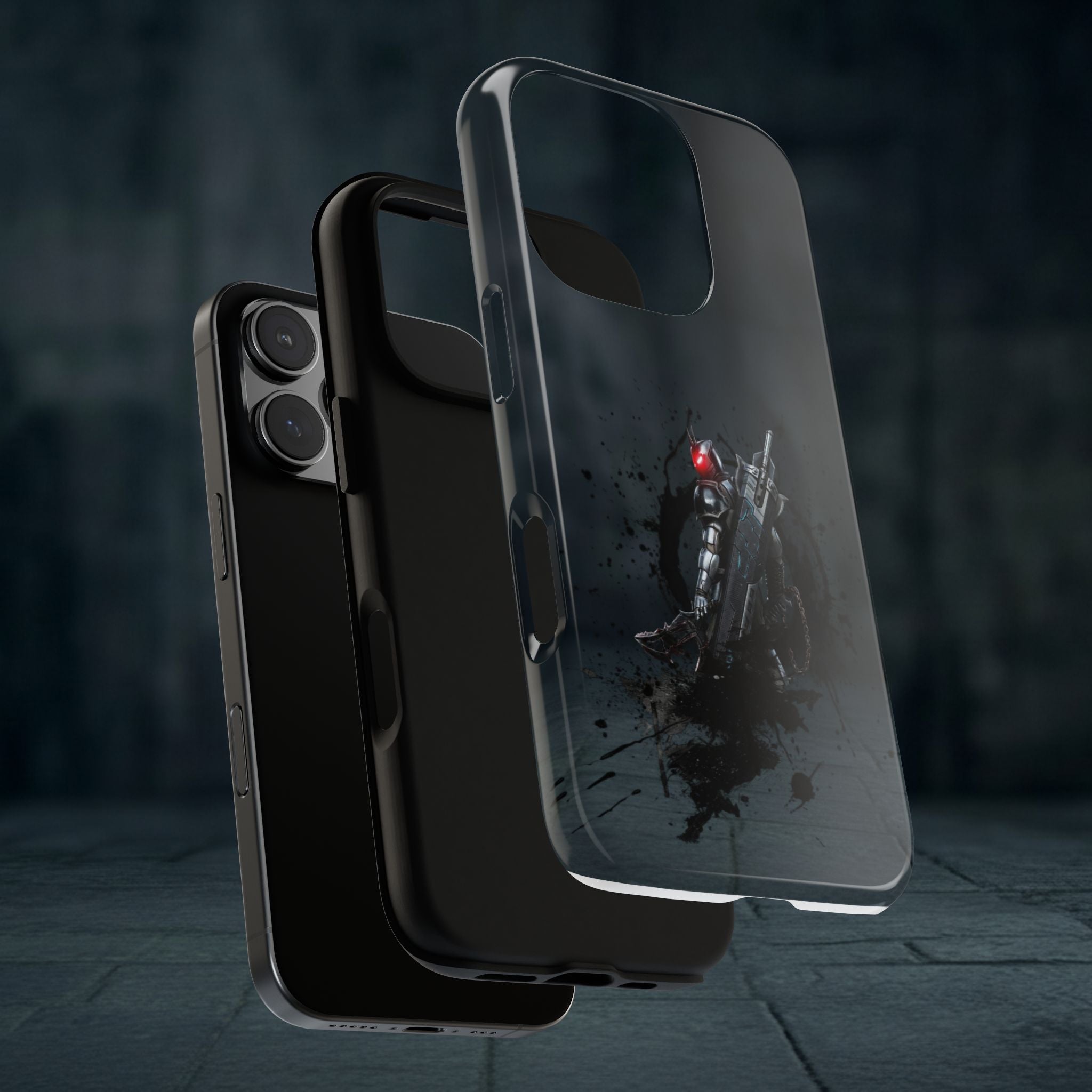 Tough Cases: Dark Cyber Soldier Phone Case — Rugged Sci‑Fi Armor Design