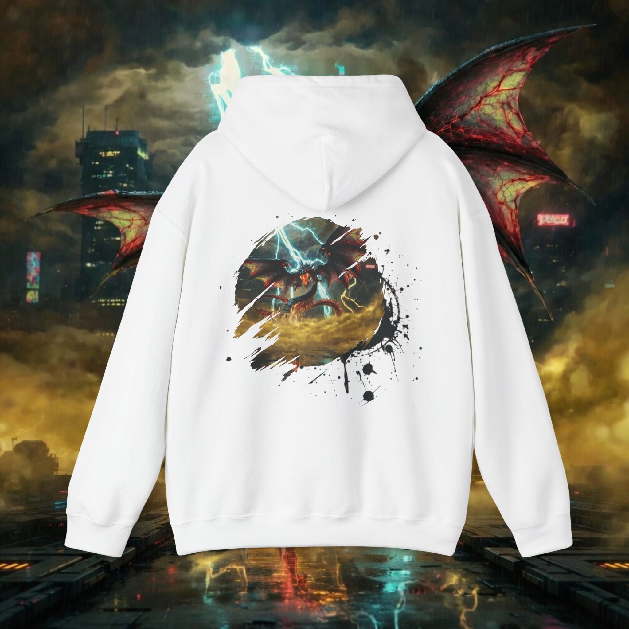 Hoodie — "God of the Heavens" Mythic Lightning Graphic Hoodie - slifer the sky dragon