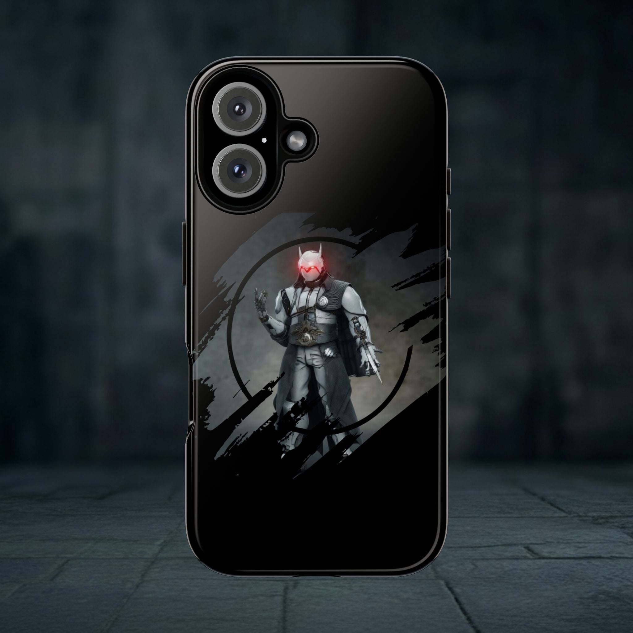 Galaxy Warrior Tough Phone Case — Dark Sci‑Fi Armor with Red Helm