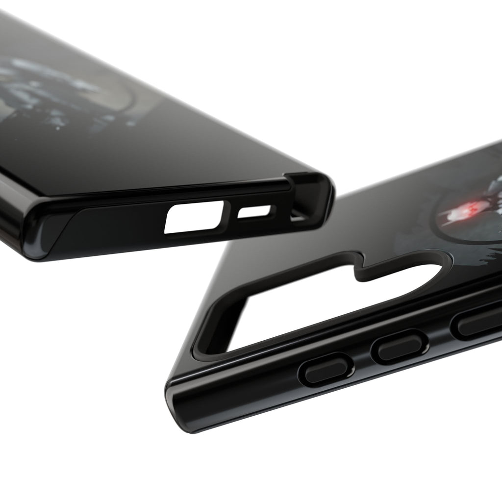 Galaxy Warrior Tough Phone Case — Dark Sci‑Fi Armor with Red Helm