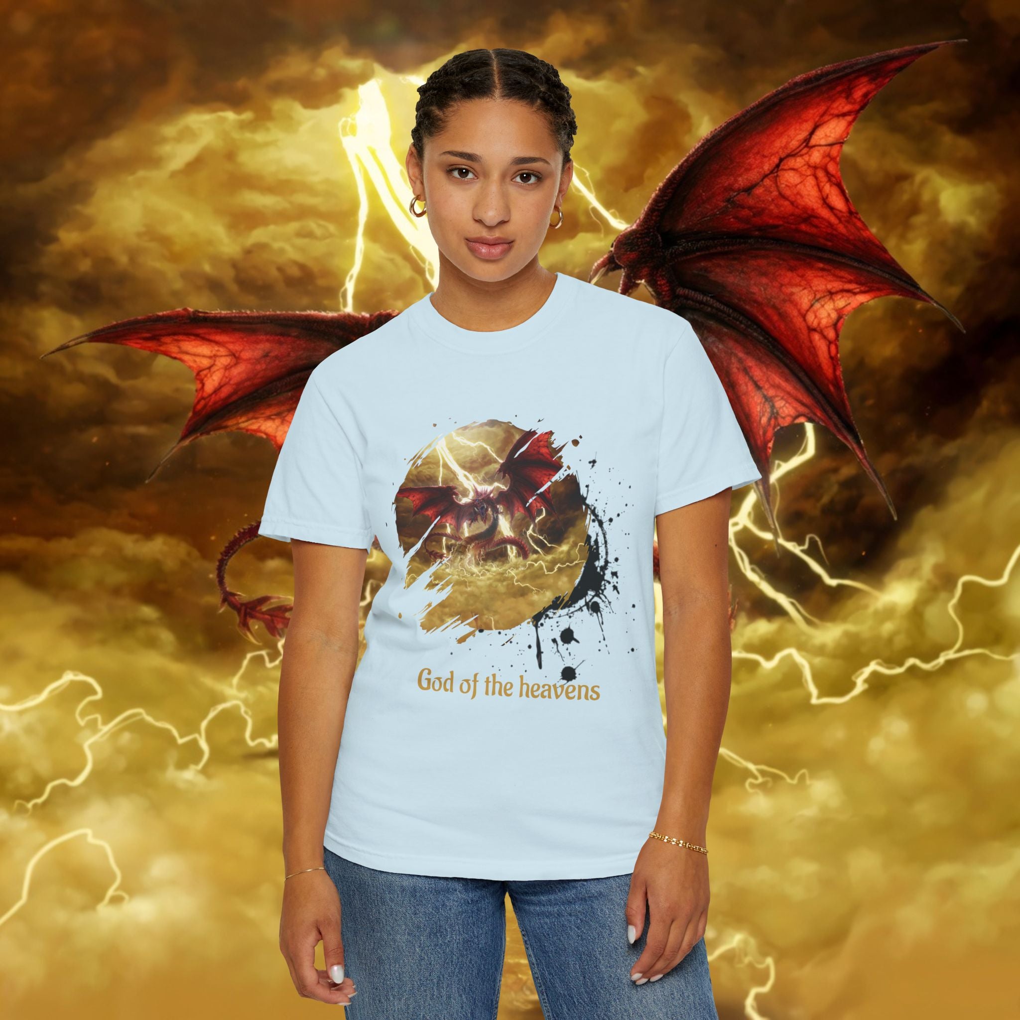God of the Heavens T-Shirt — Mythic Storm Graphic Tee - slifer the sky dragon