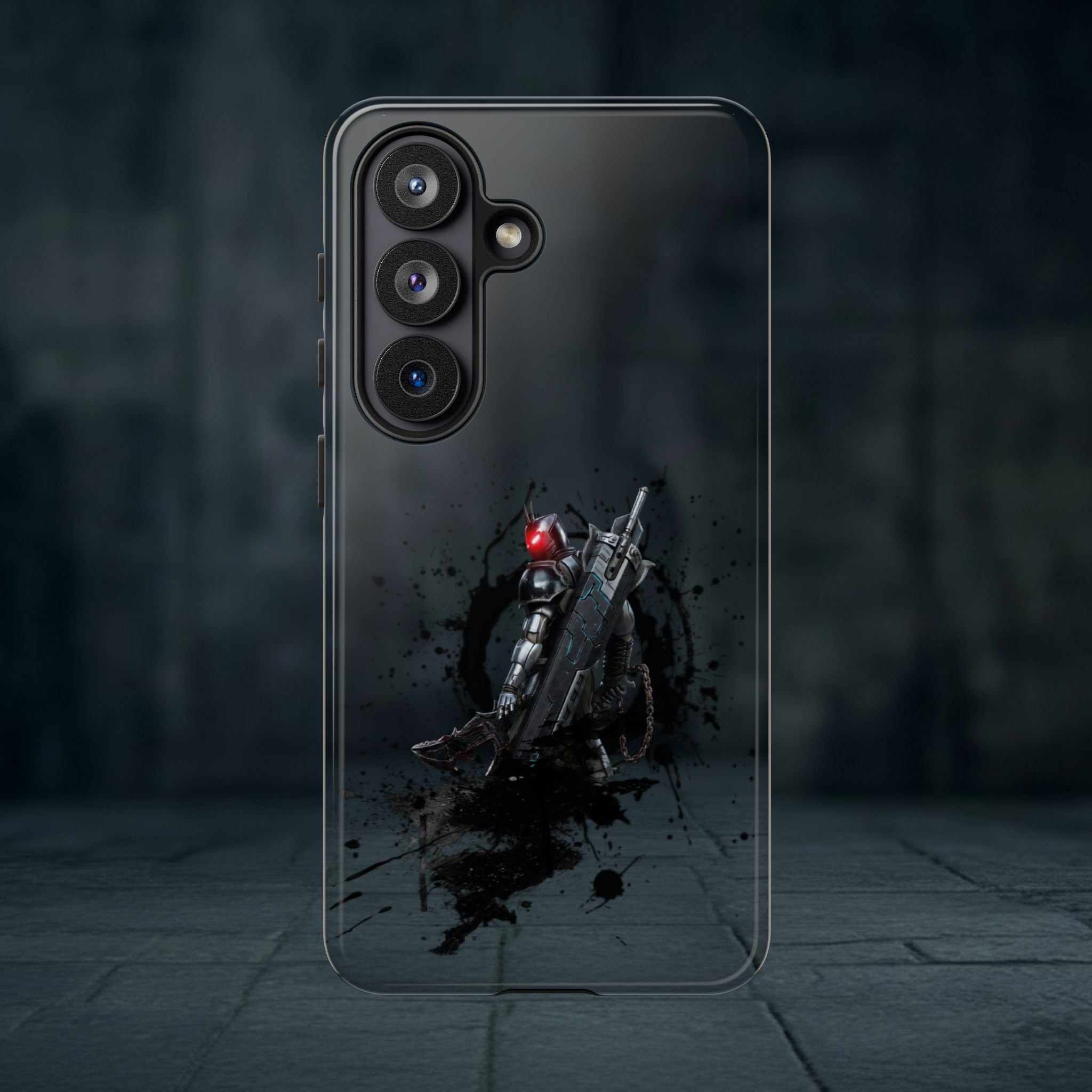 Tough Cases: Dark Cyber Soldier Phone Case — Rugged Sci‑Fi Armor Design