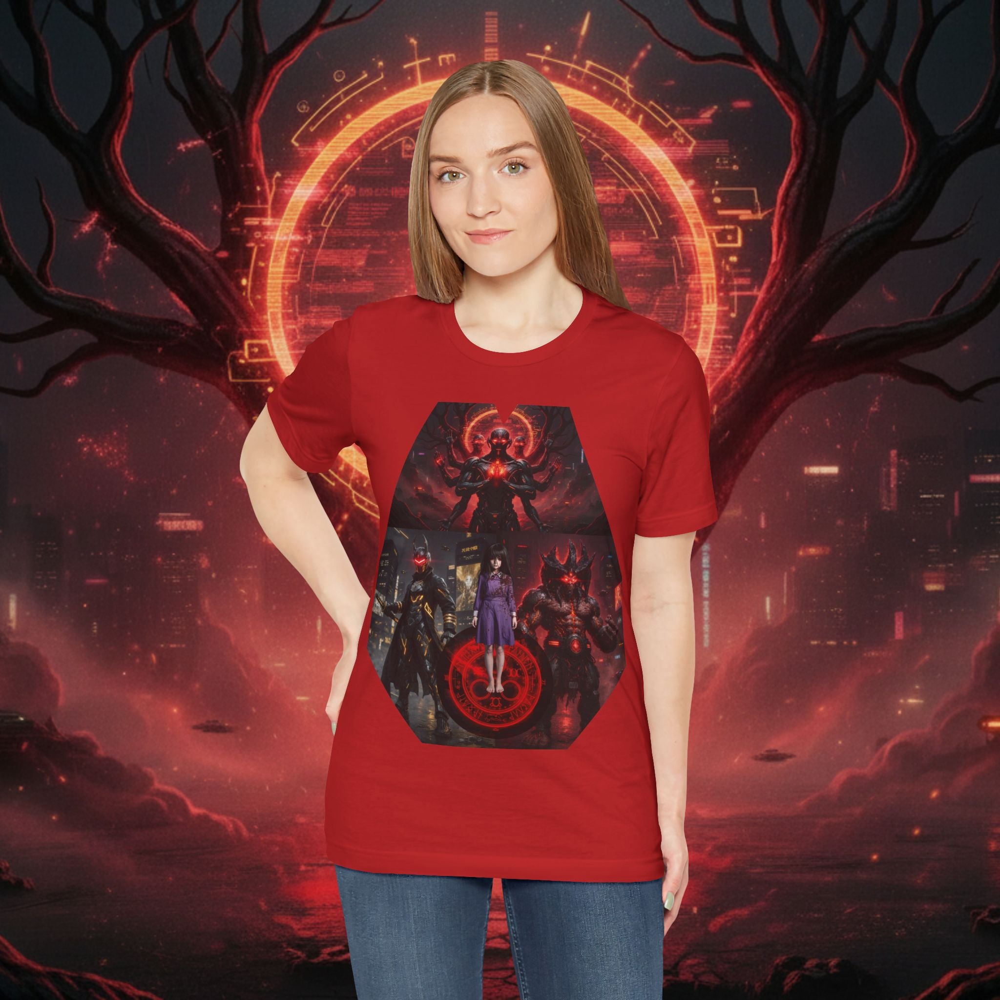 Superhero Squad Graphic Tee — Dark Red Mystic Design