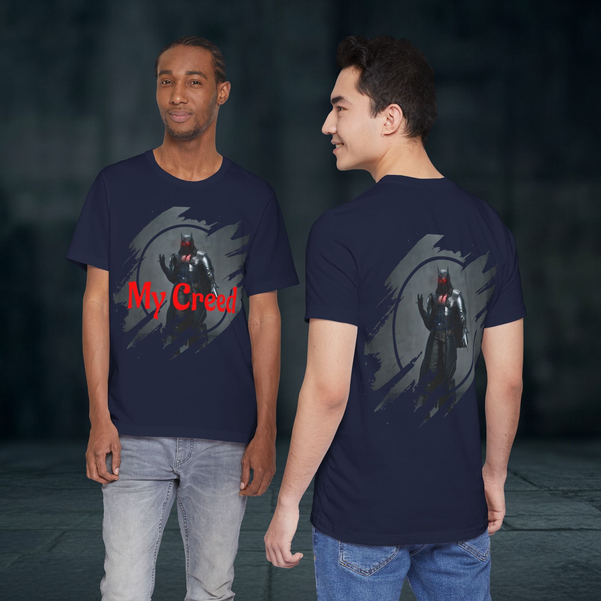 My Creed Graphic Tee — Dark Knight Sci‑Fi Illustration T‑Shirt