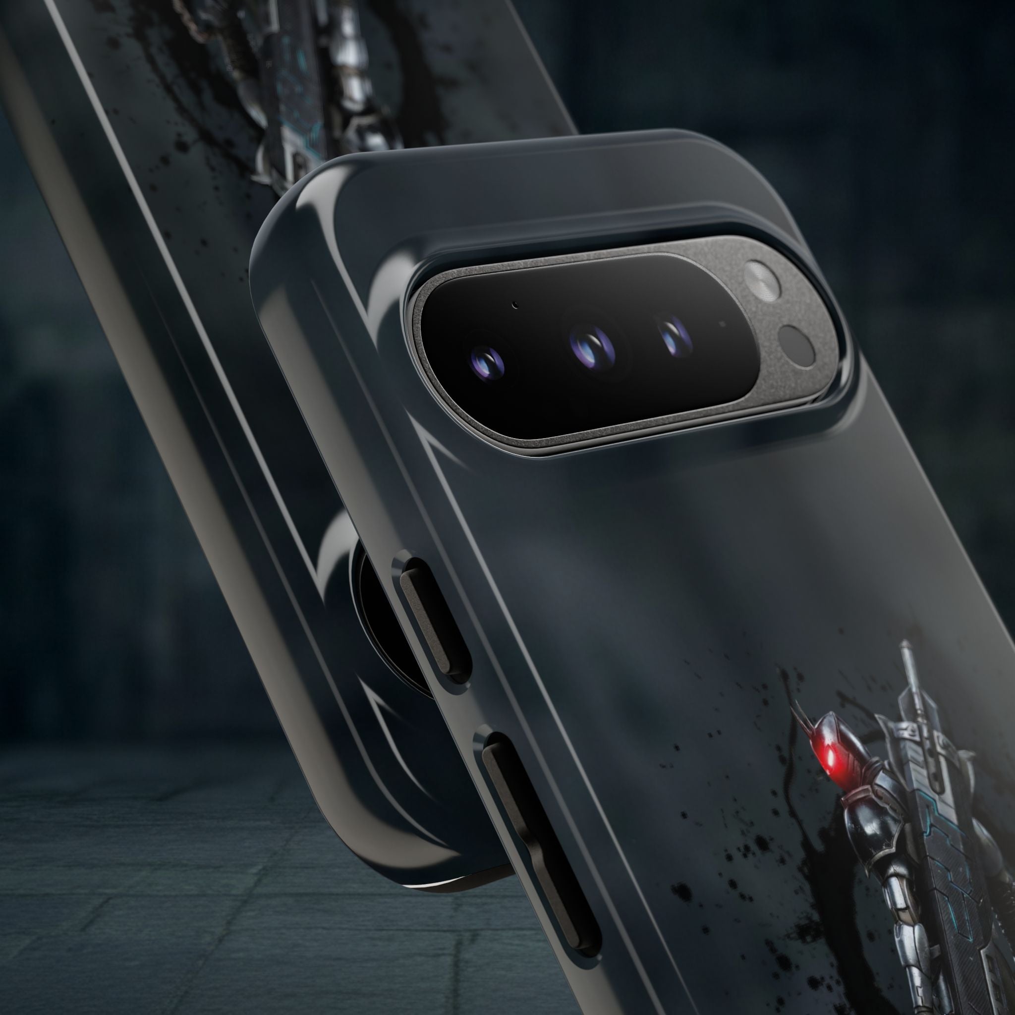 Tough Cases: Dark Cyber Soldier Phone Case — Rugged Sci‑Fi Armor Design