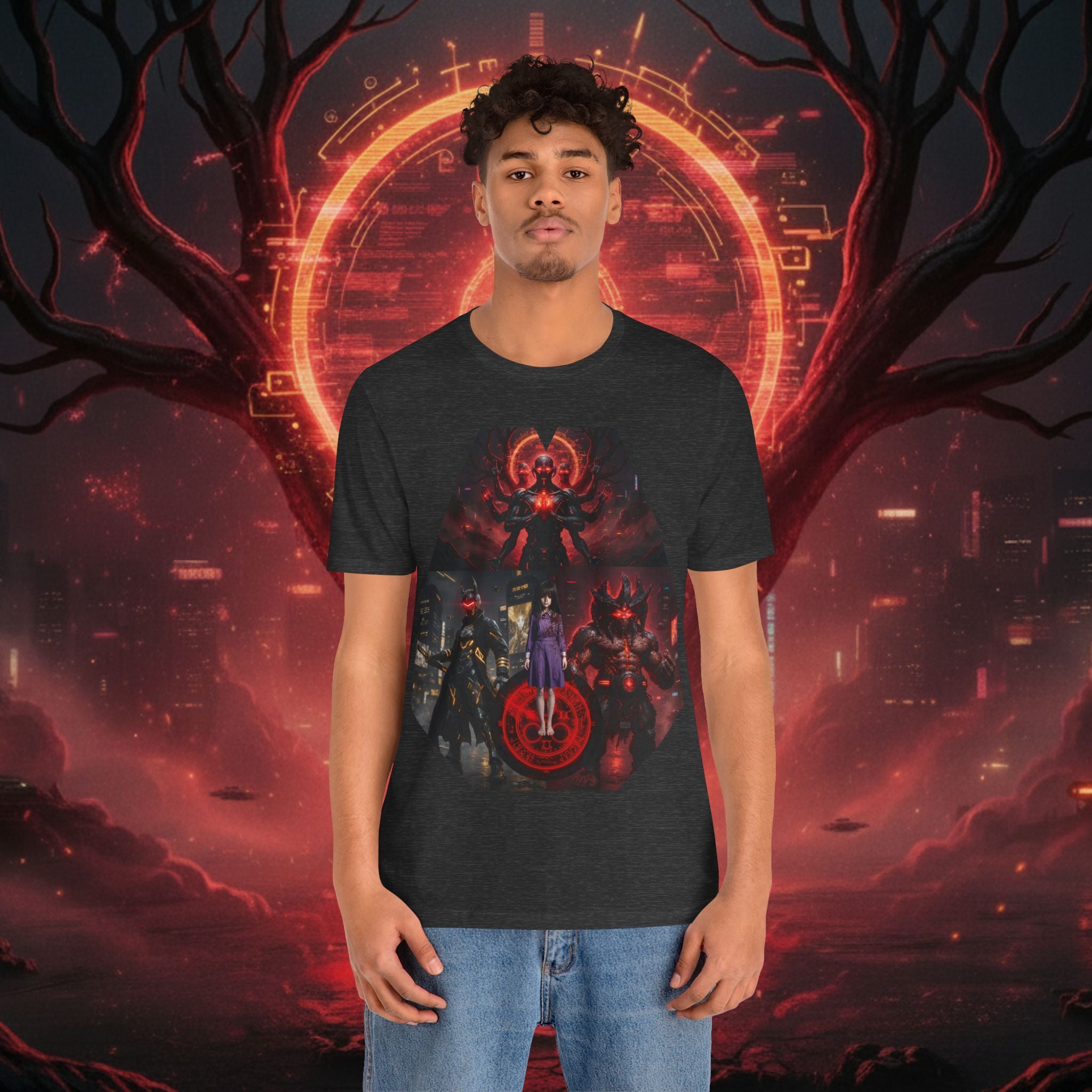 Superhero Squad Graphic Tee — Dark Red Mystic Design