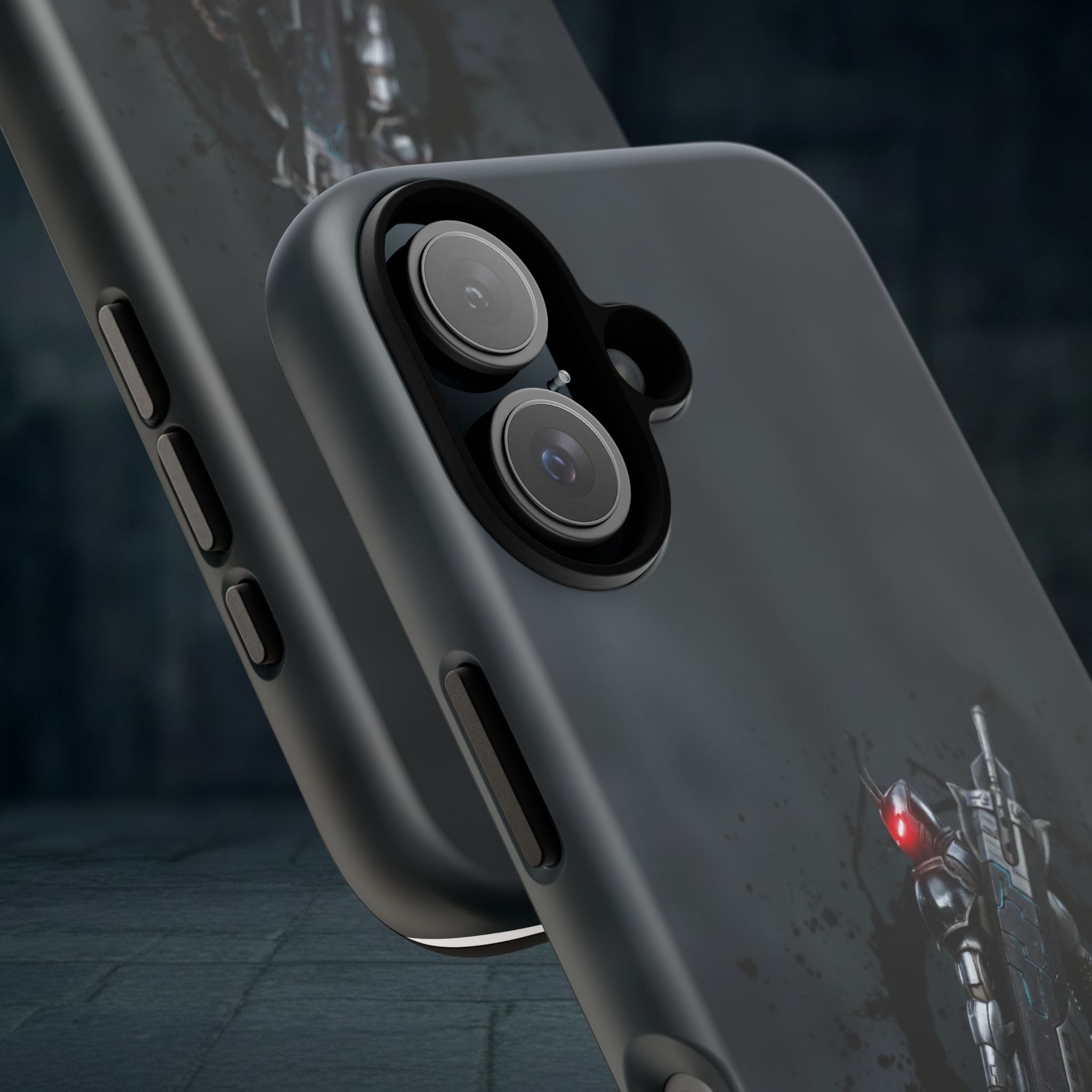 Tough Cases: Dark Cyber Soldier Phone Case — Rugged Sci‑Fi Armor Design