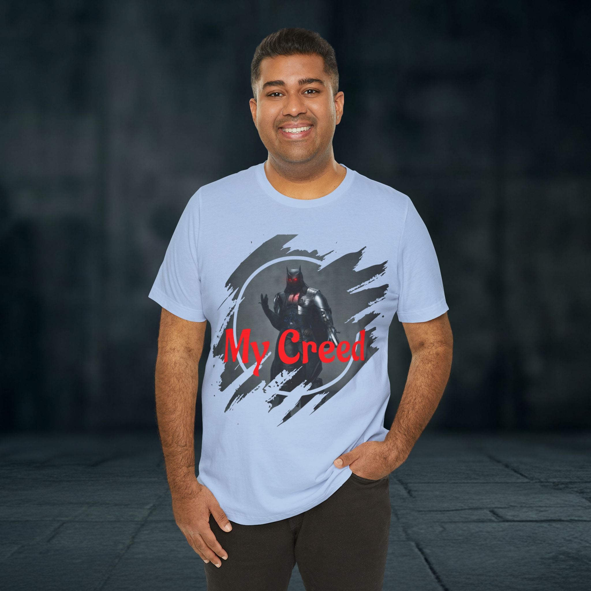 My Creed Graphic Tee — Dark Knight Sci‑Fi Illustration T‑Shirt