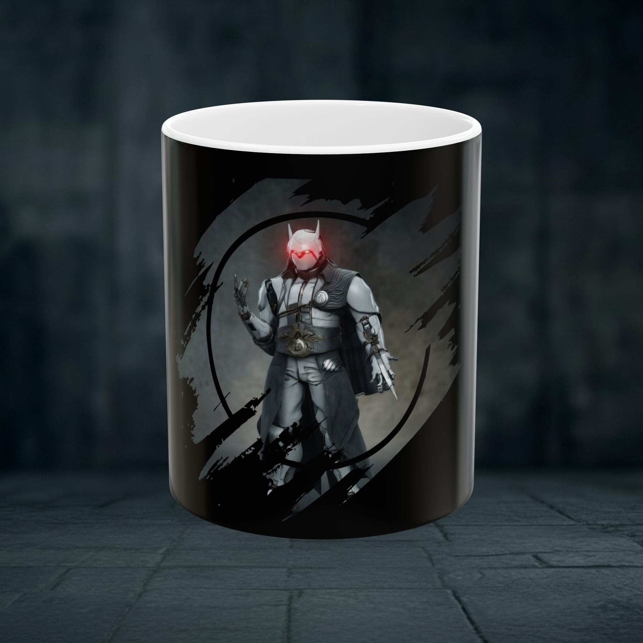 Dark Knight Ceramic Mug — Red-Eyed Armored Warrior Coffee Cup (11oz, 15oz)