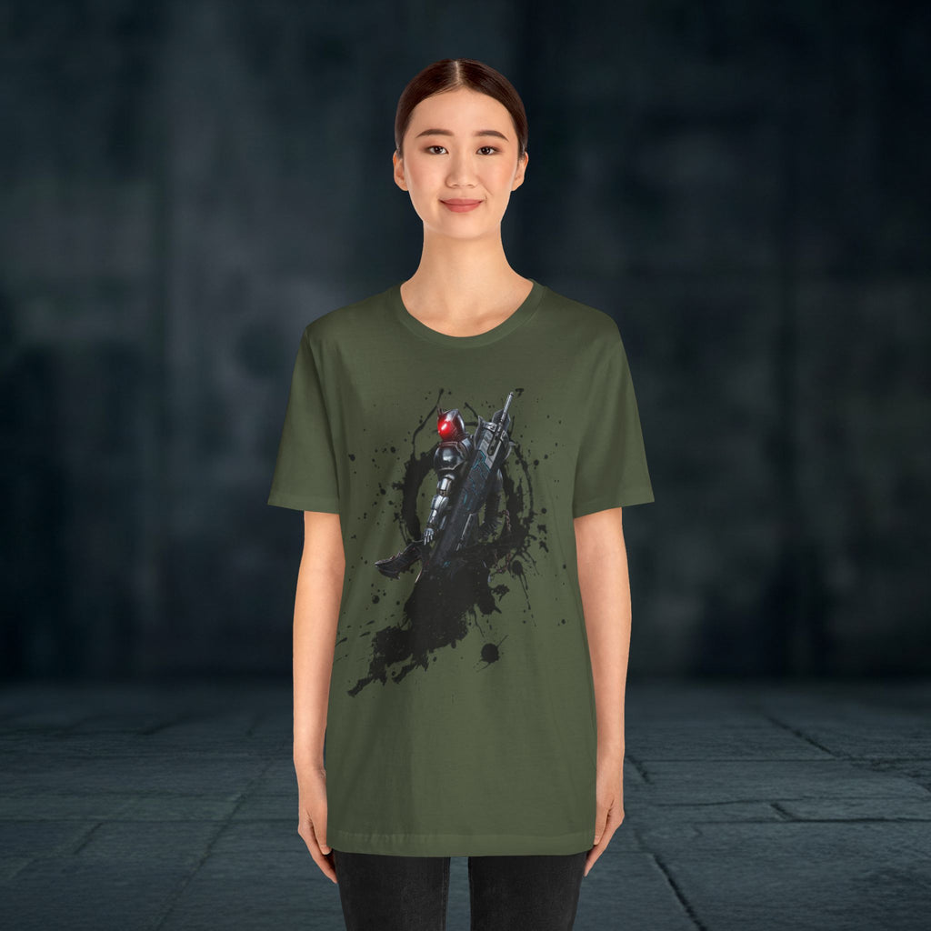 Splatter Noir Rifle Tee — Graphic Military Weapon Shirt