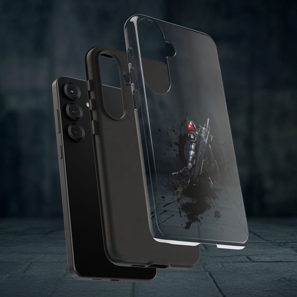 Tough Cases: Dark Cyber Soldier Phone Case — Rugged Sci‑Fi Armor Design