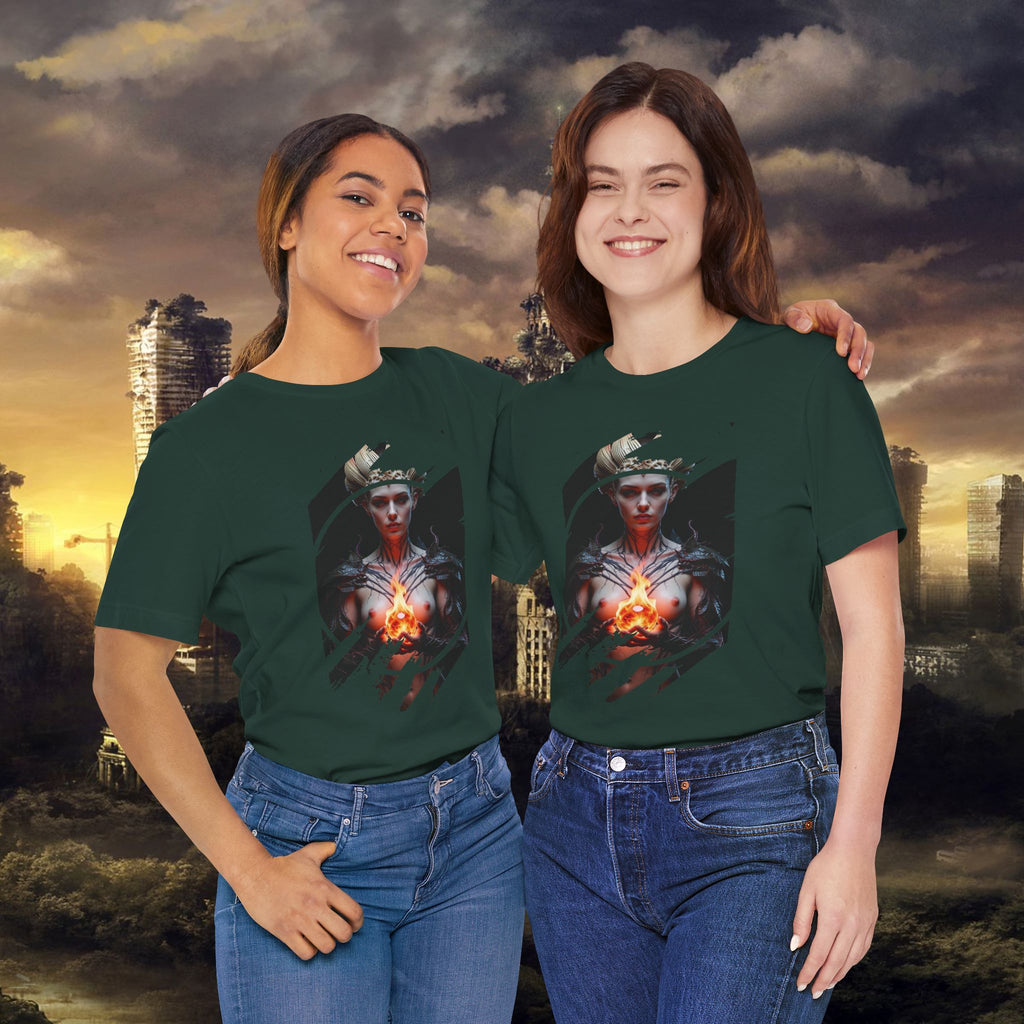 Dark Sorceress T‑Shirt — Fantasy Magic Witch Tee with Fiery Heart - Alexia Ashford