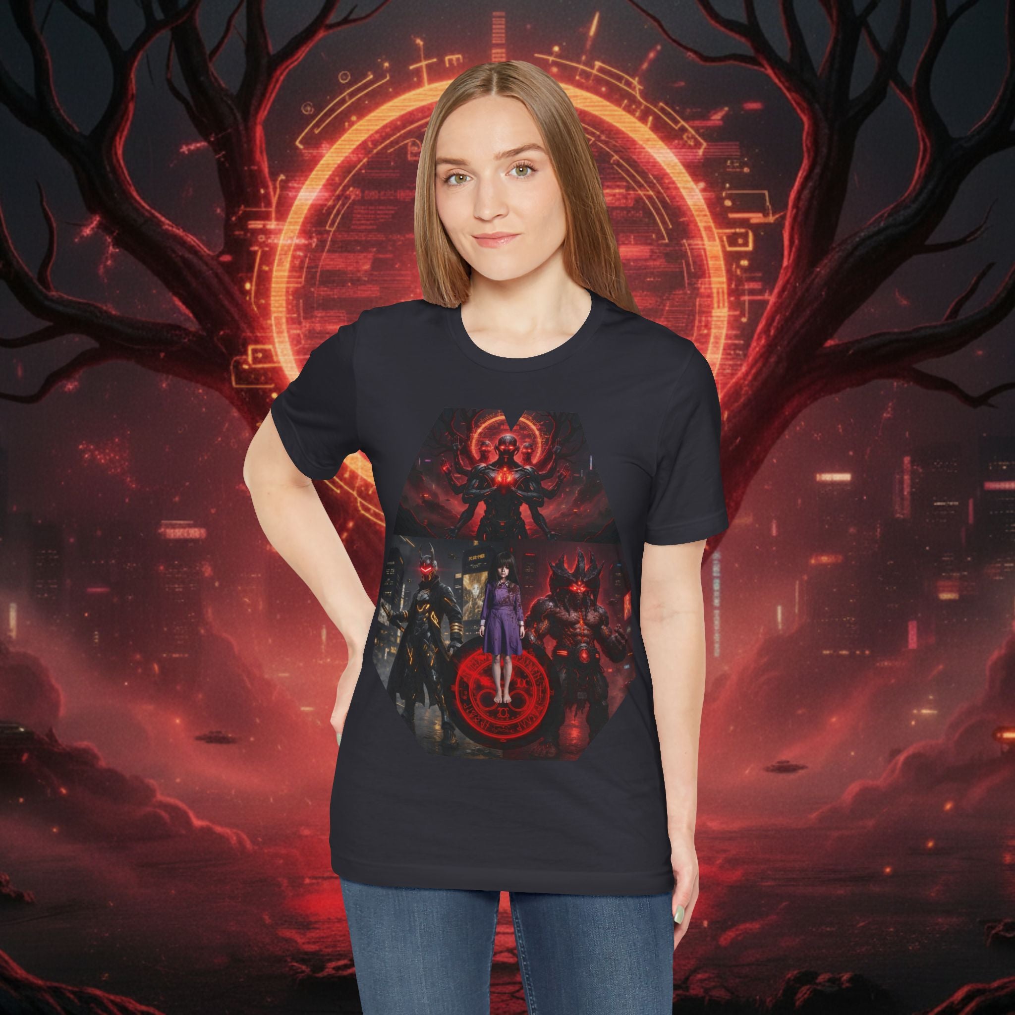 Superhero Squad Graphic Tee — Dark Red Mystic Design