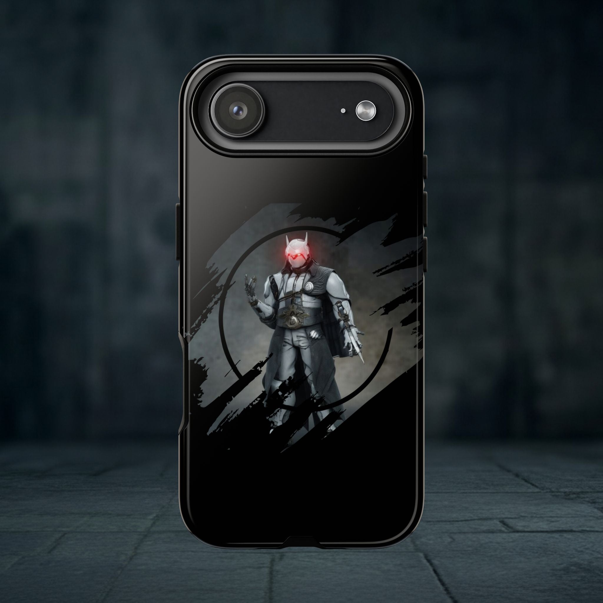 Galaxy Warrior Tough Phone Case — Dark Sci‑Fi Armor with Red Helm