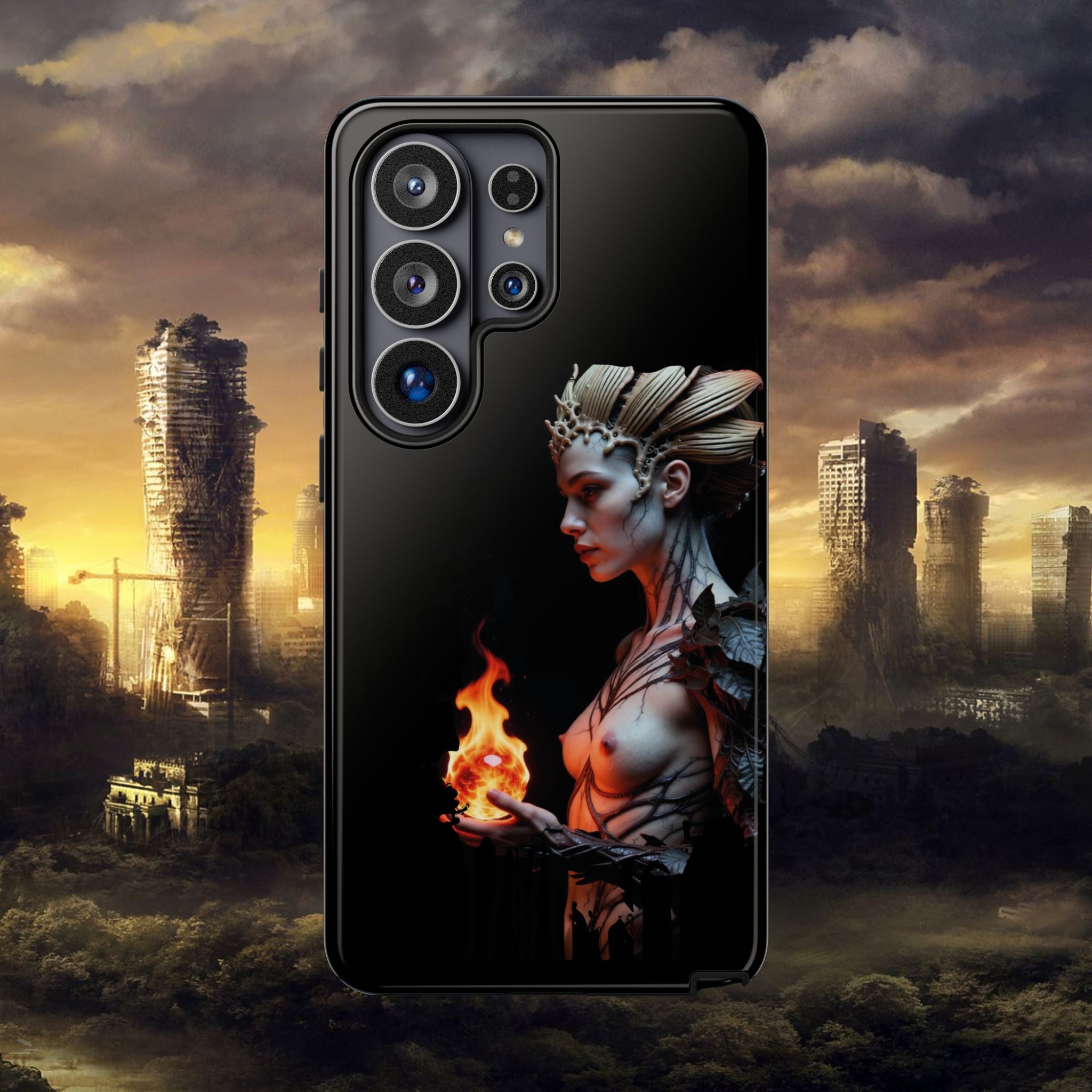 Fire Queen Phone Case — Dark Fantasy iPhone Armor - Alexia Ashford Side Face