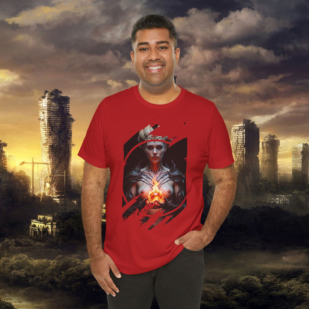Dark Sorceress T‑Shirt — Fantasy Magic Witch Tee with Fiery Heart - Alexia Ashford