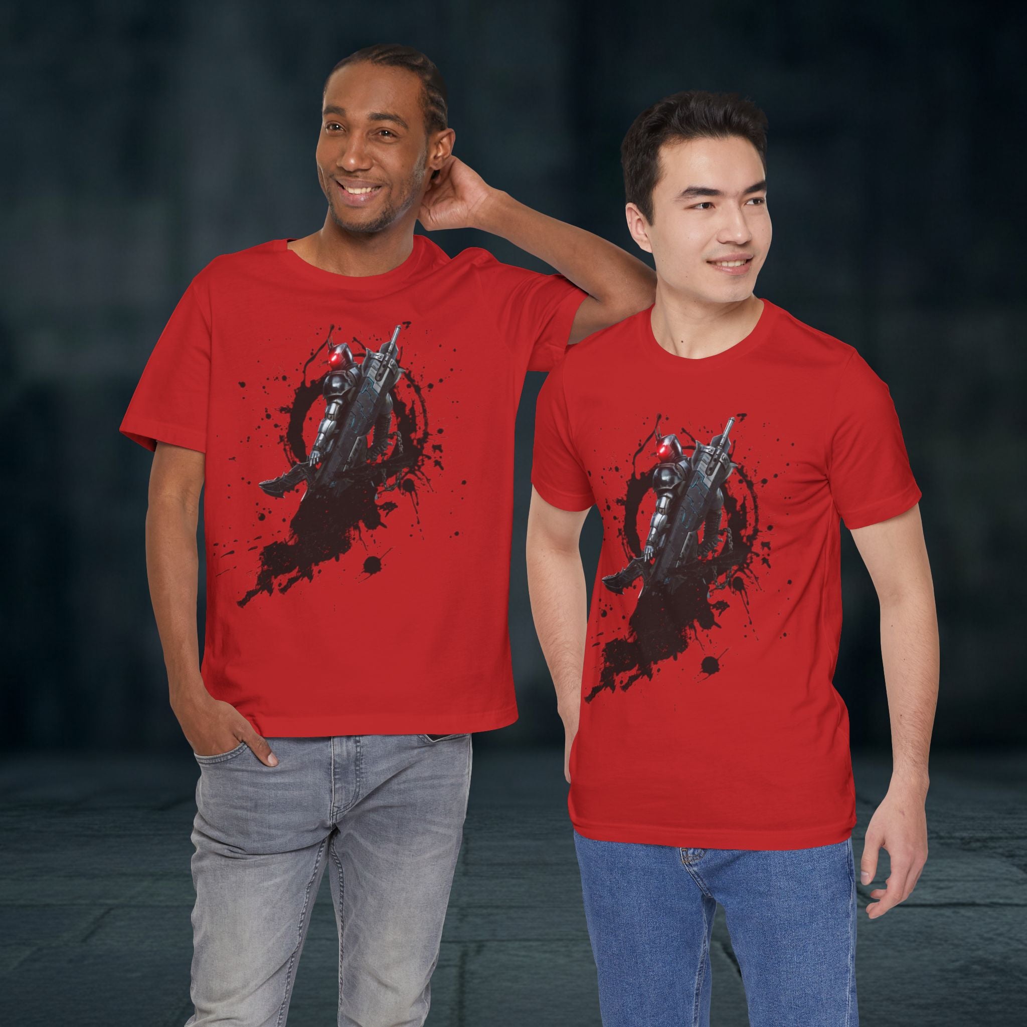 Splatter Noir Rifle Tee — Graphic Military Weapon Shirt