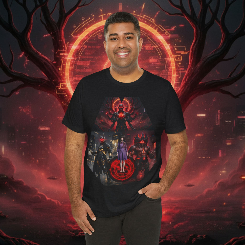 Superhero Squad Graphic Tee — Dark Red Mystic Design