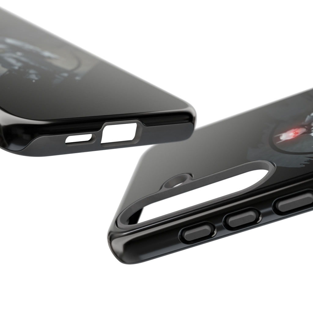 Galaxy Warrior Tough Phone Case — Dark Sci‑Fi Armor with Red Helm
