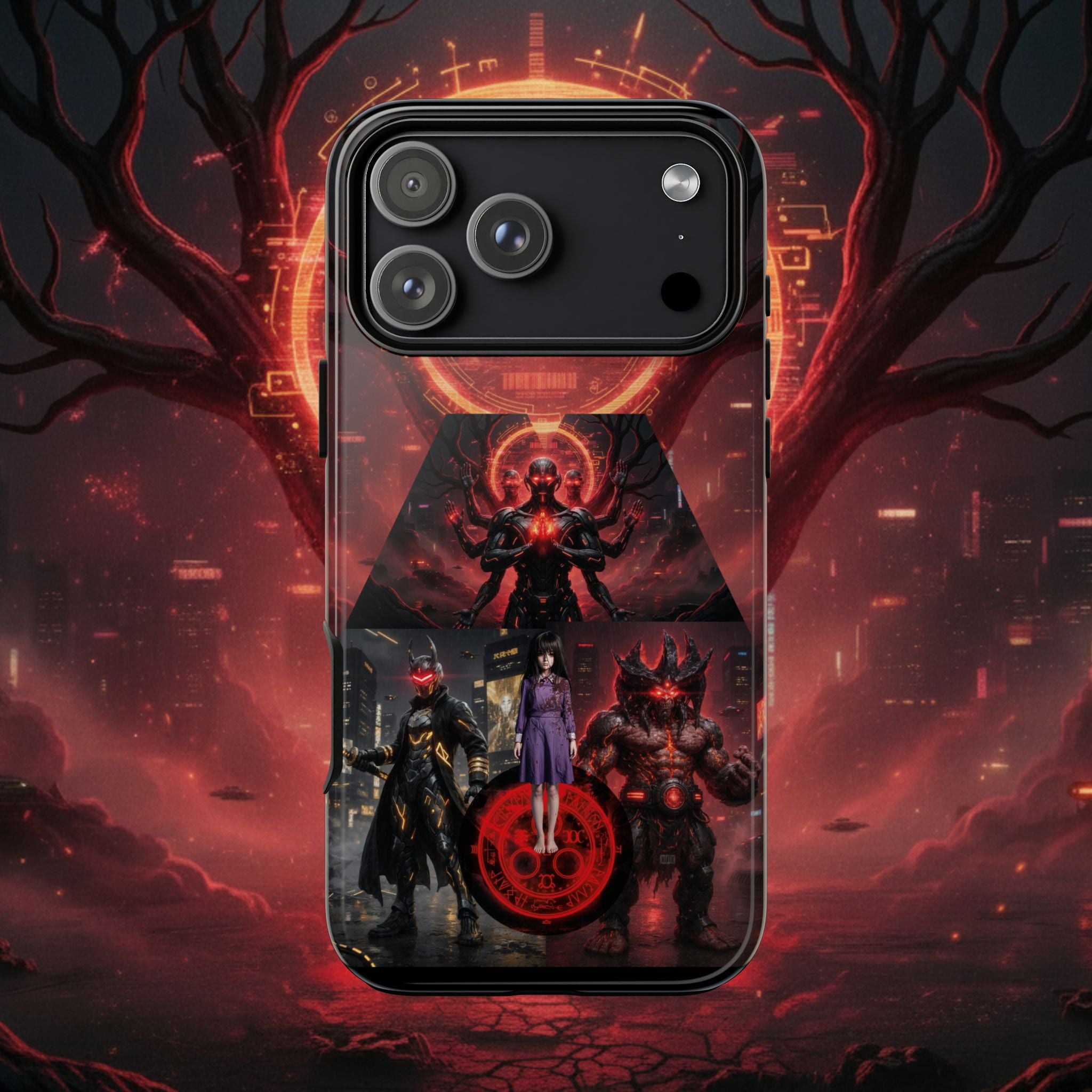 Demonic Guardians Phone Case — Red Occult Sigil Urban Fantasy iPhone Cover