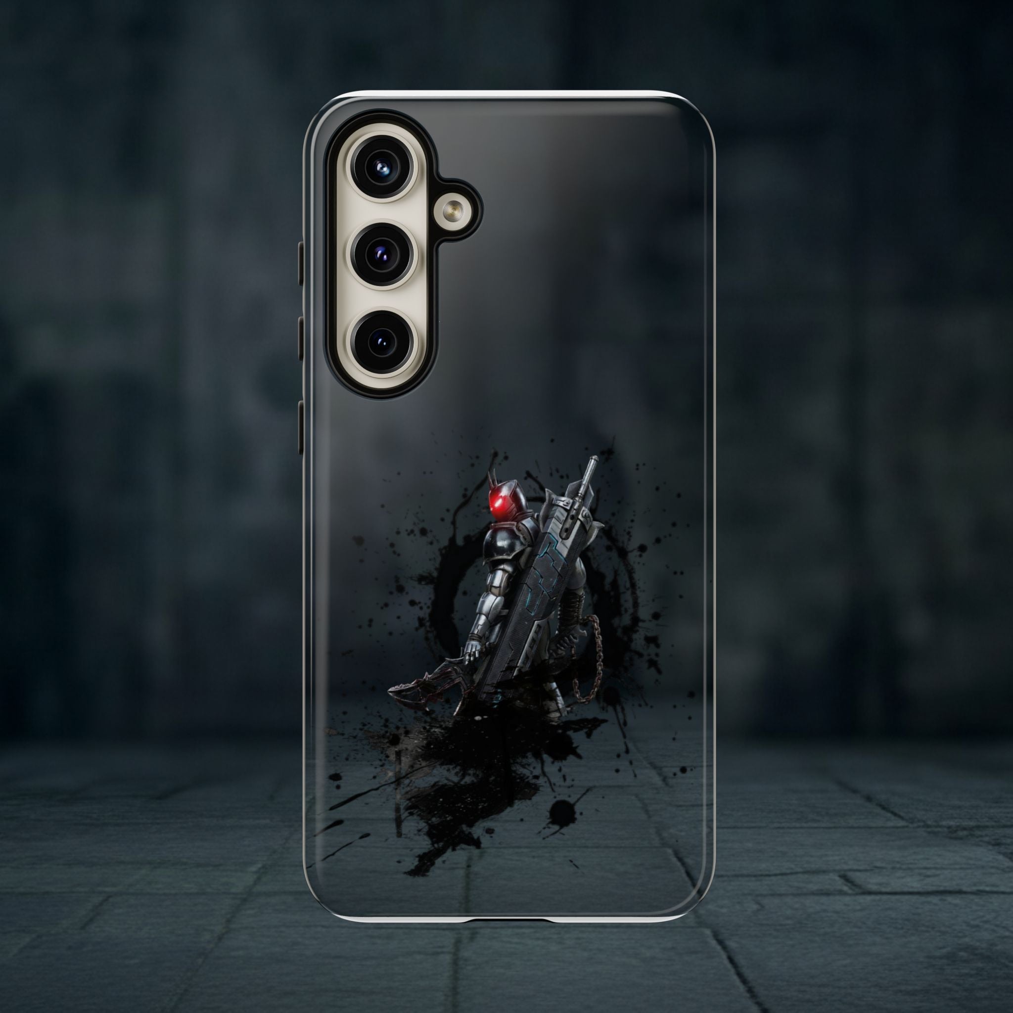 Tough Cases: Dark Cyber Soldier Phone Case — Rugged Sci‑Fi Armor Design