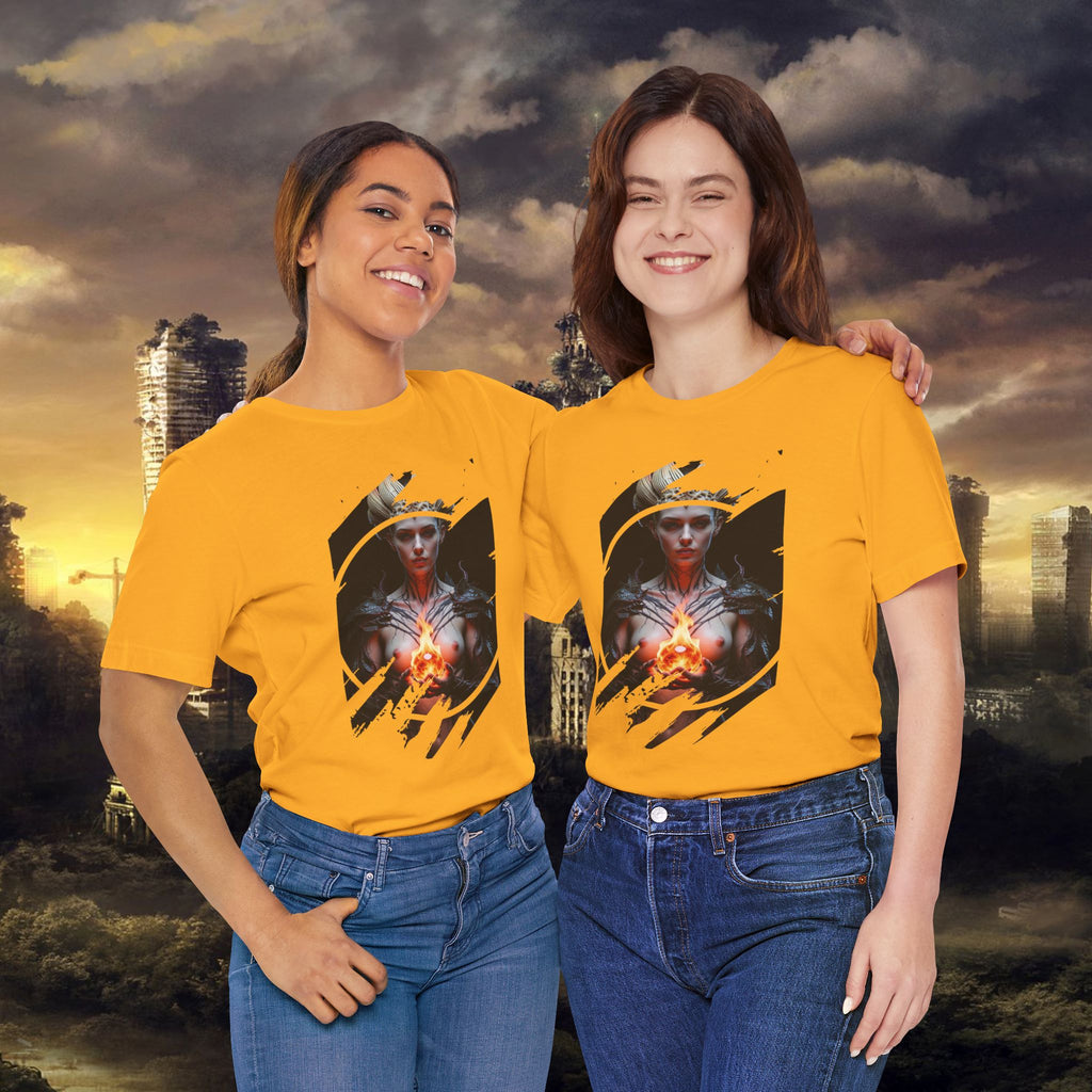 Dark Sorceress T‑Shirt — Fantasy Magic Witch Tee with Fiery Heart - Alexia Ashford