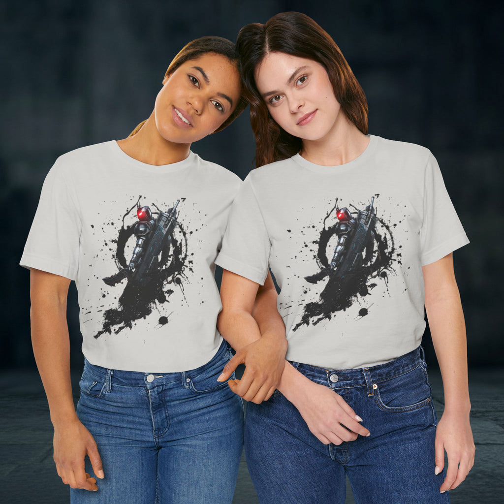 Splatter Noir Rifle Tee — Graphic Military Weapon Shirt