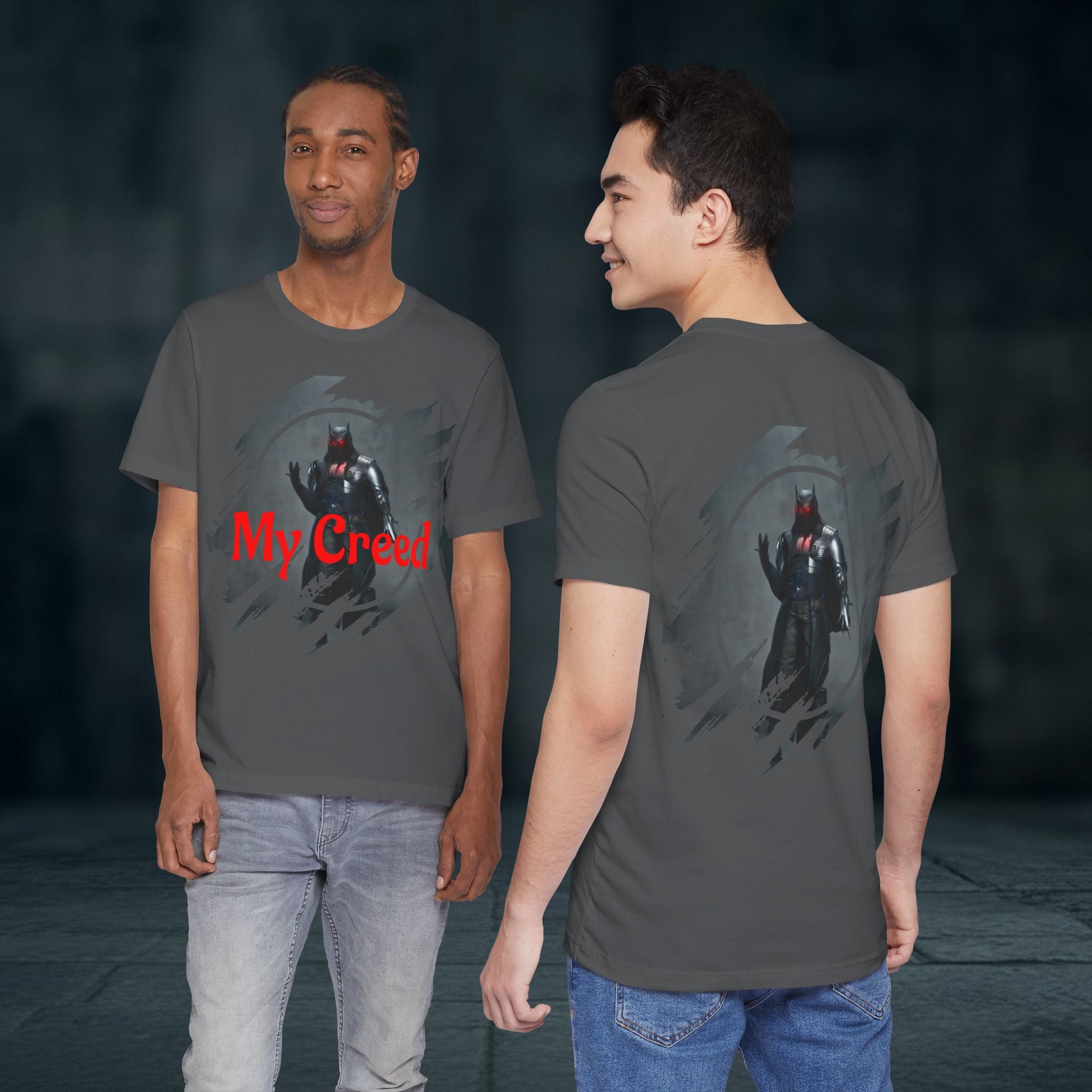 My Creed Graphic Tee — Dark Knight Sci‑Fi Illustration T‑Shirt