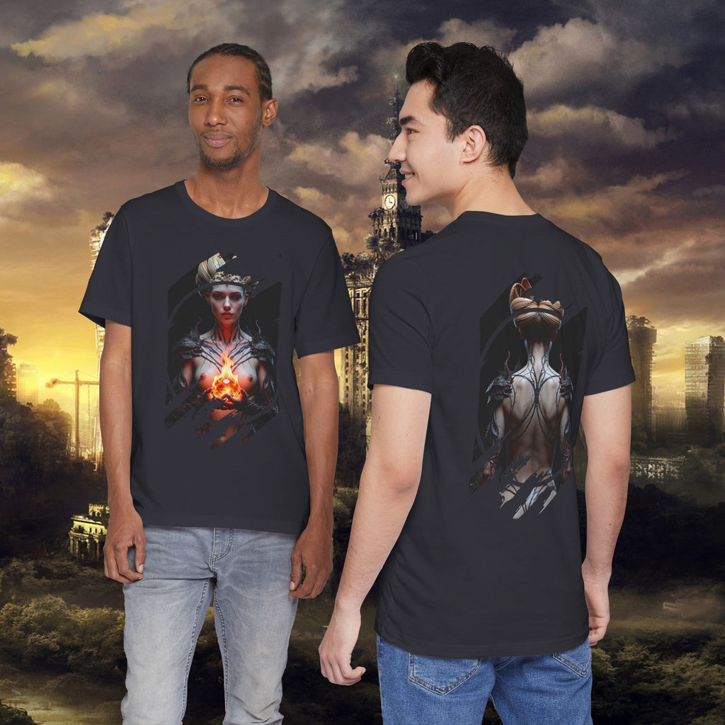 Dark Sorceress T‑Shirt — Fantasy Magic Witch Tee with Fiery Heart - Alexia Ashford