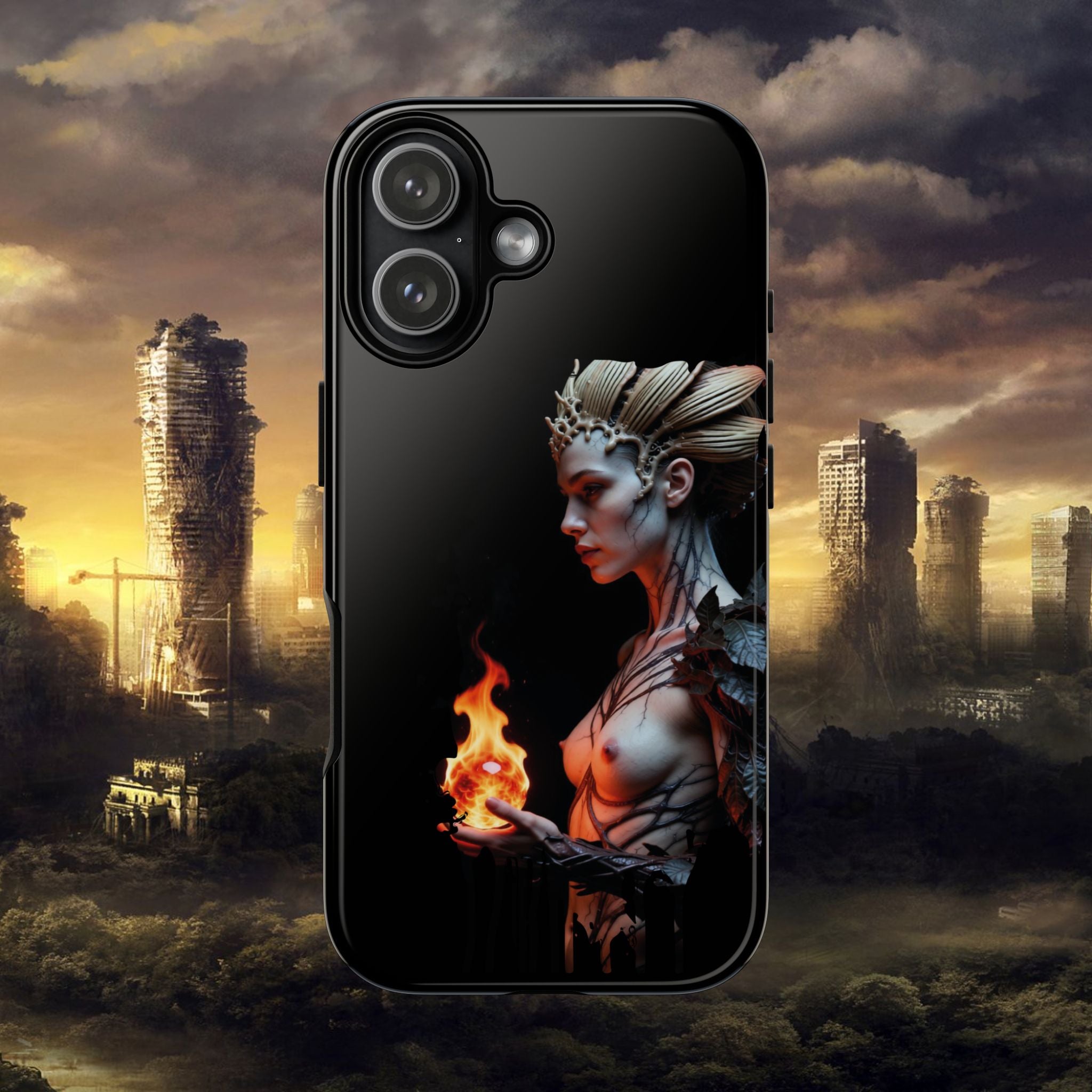 Fire Queen Phone Case — Dark Fantasy iPhone Armor - Alexia Ashford Side Face