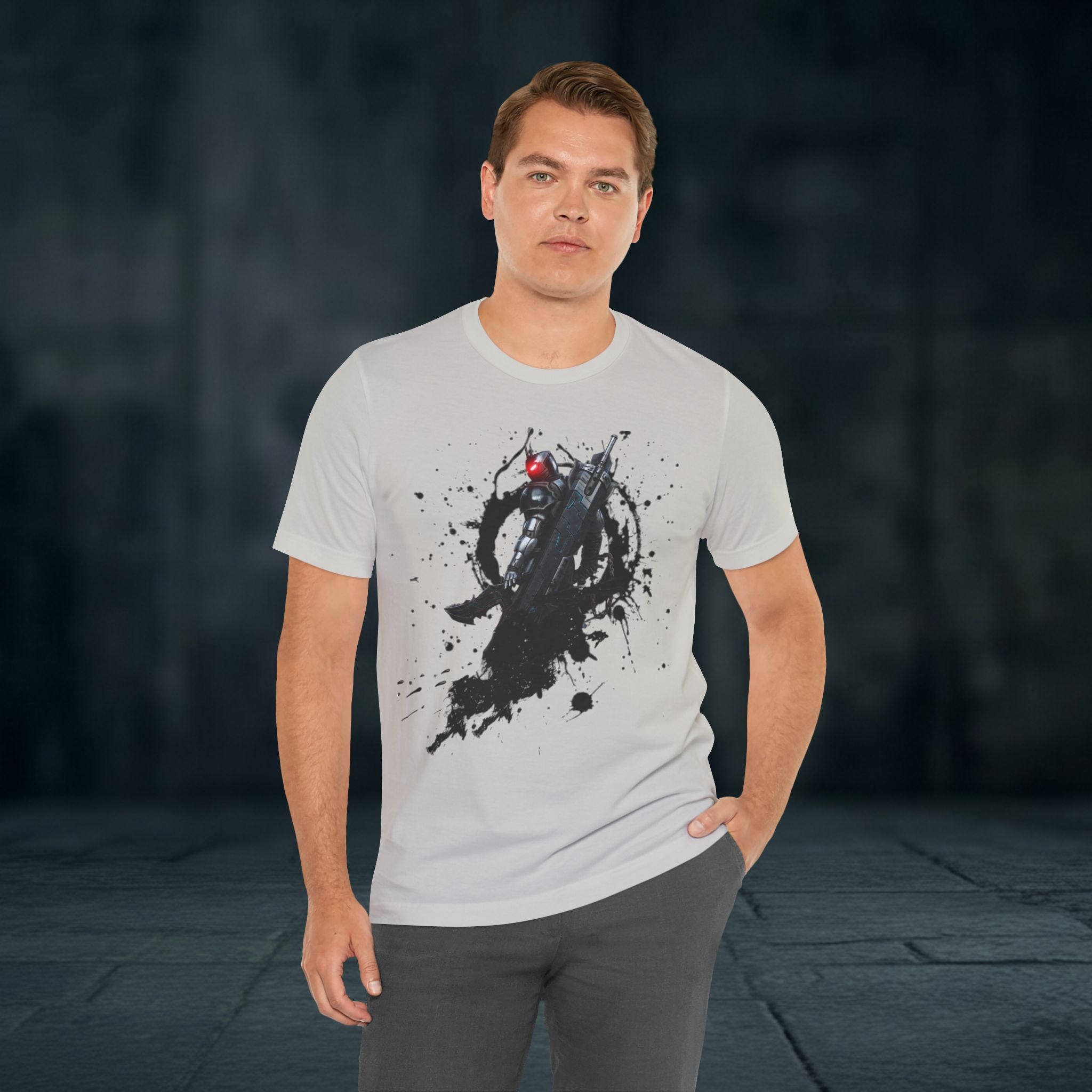 Splatter Noir Rifle Tee — Graphic Military Weapon Shirt