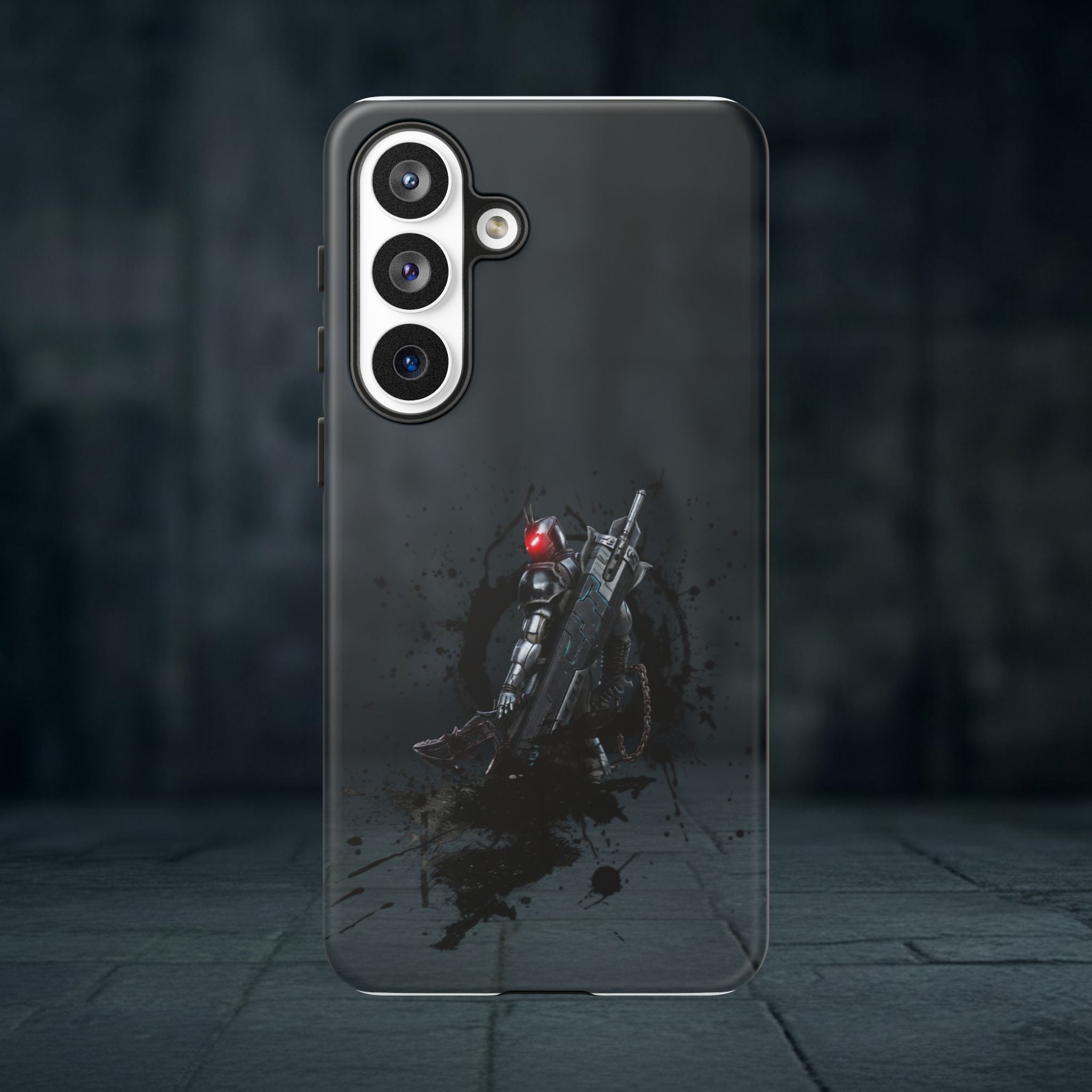 Tough Cases: Dark Cyber Soldier Phone Case — Rugged Sci‑Fi Armor Design