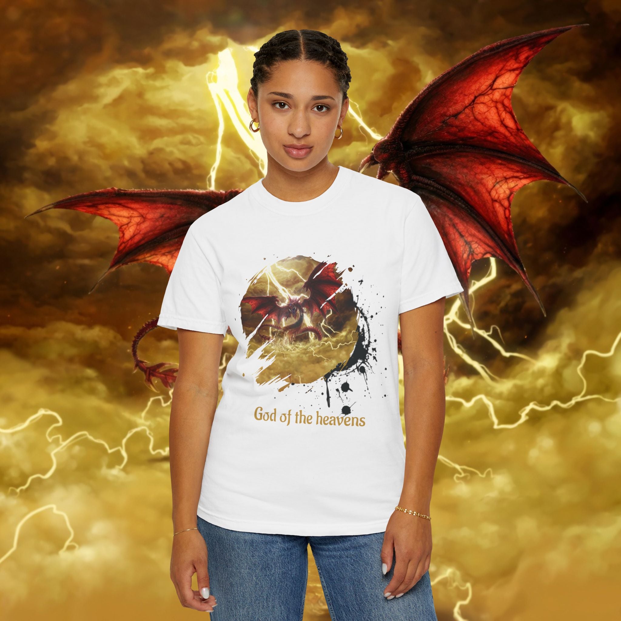 God of the Heavens T-Shirt — Mythic Storm Graphic Tee - slifer the sky dragon