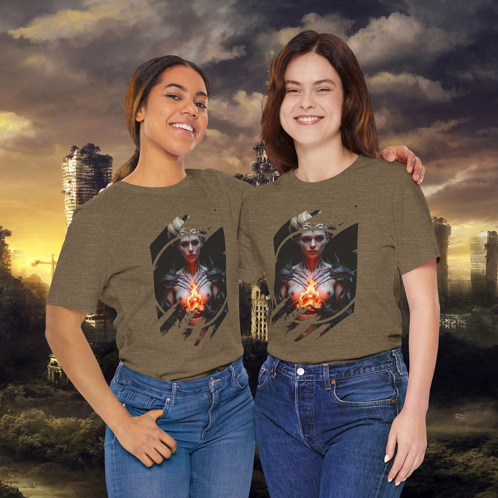 Dark Sorceress T‑Shirt — Fantasy Magic Witch Tee with Fiery Heart - Alexia Ashford
