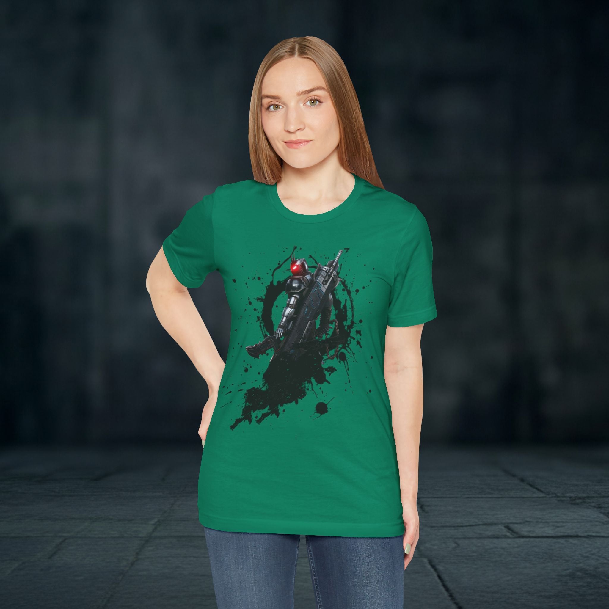 Splatter Noir Rifle Tee — Graphic Military Weapon Shirt