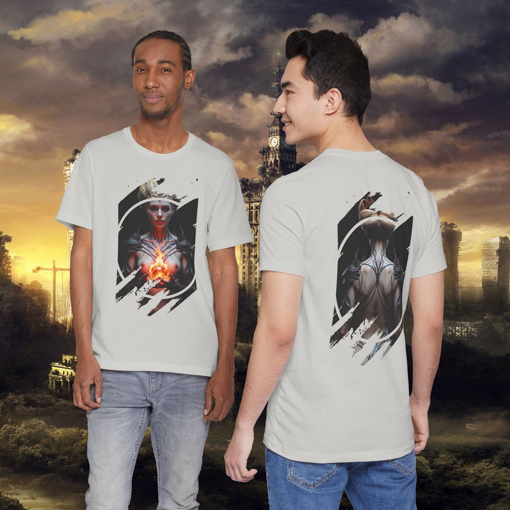 Dark Sorceress T‑Shirt — Fantasy Magic Witch Tee with Fiery Heart - Alexia Ashford