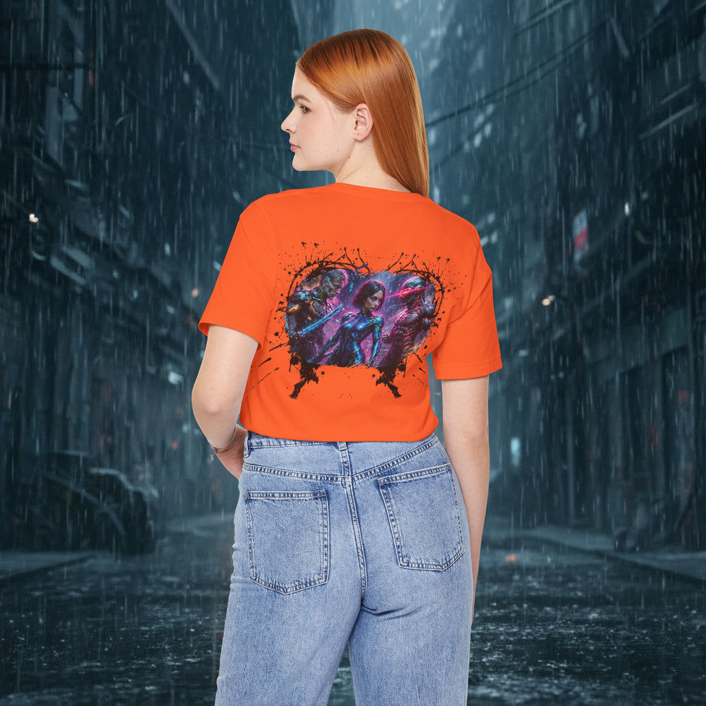 T-Shirt — "Big Family Reunion" Sci‑Fi Character Heart Graphic Tee - Battle Suits