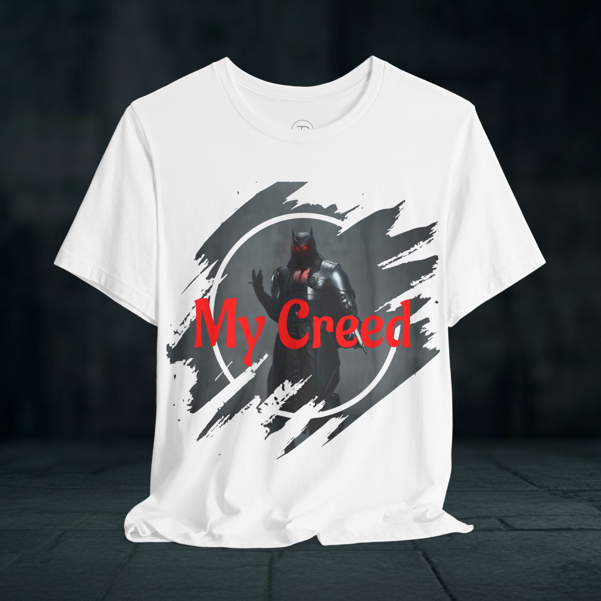 My Creed Graphic Tee — Dark Knight Sci‑Fi Illustration T‑Shirt